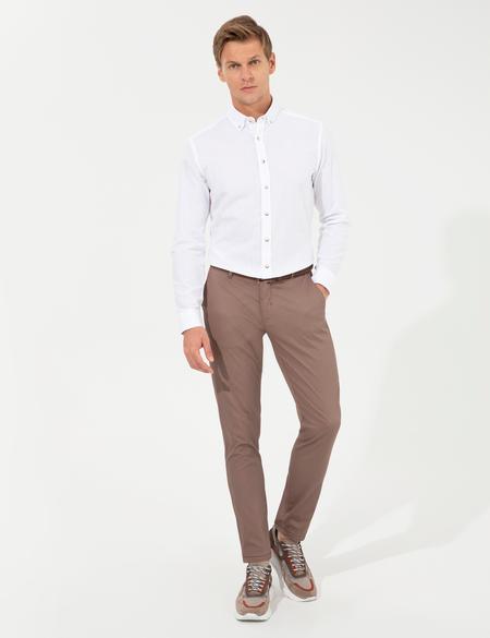 Kahverengi Slim Fit Kanvas Pantolon