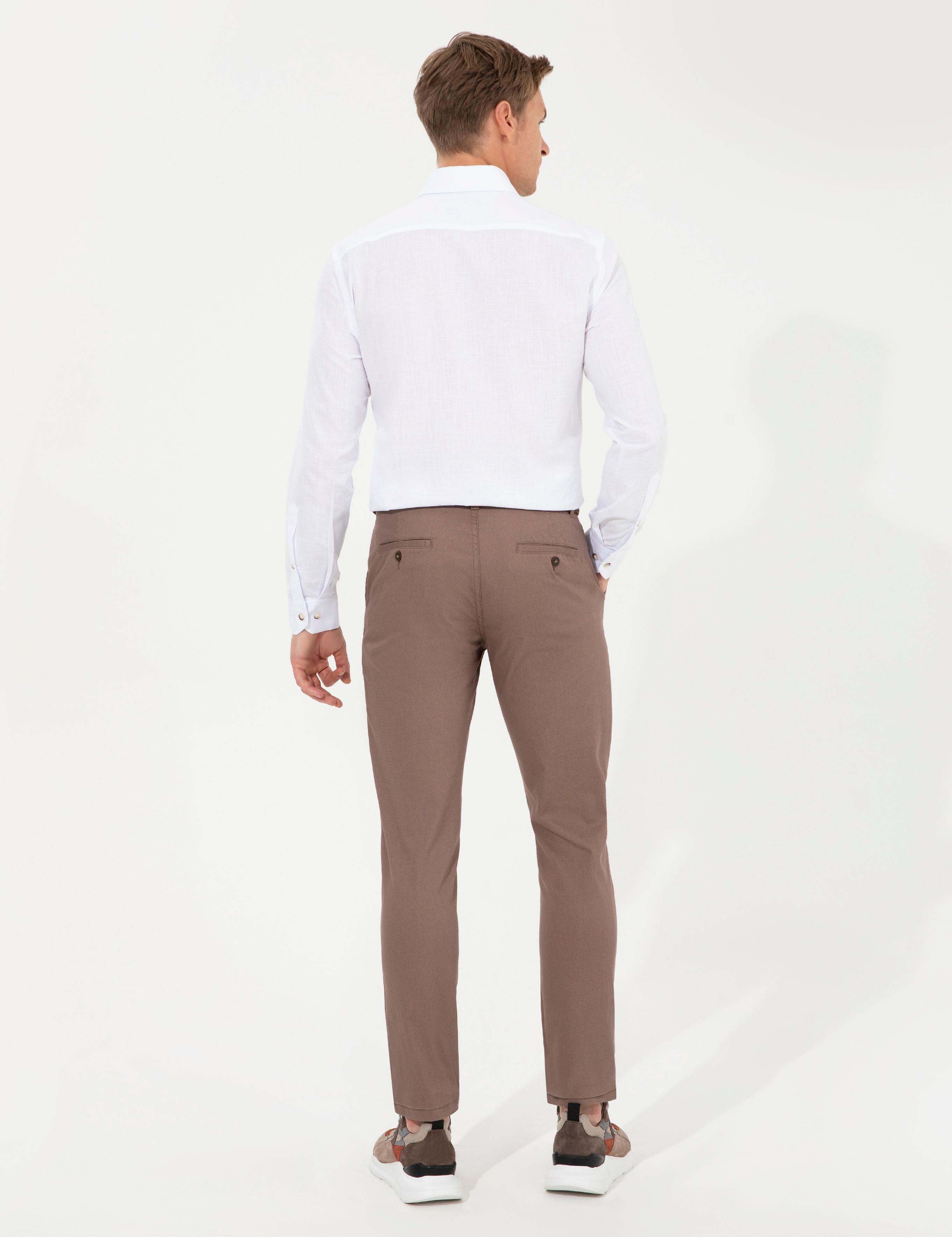 Kahverengi Slim Fit Kanvas Pantolon