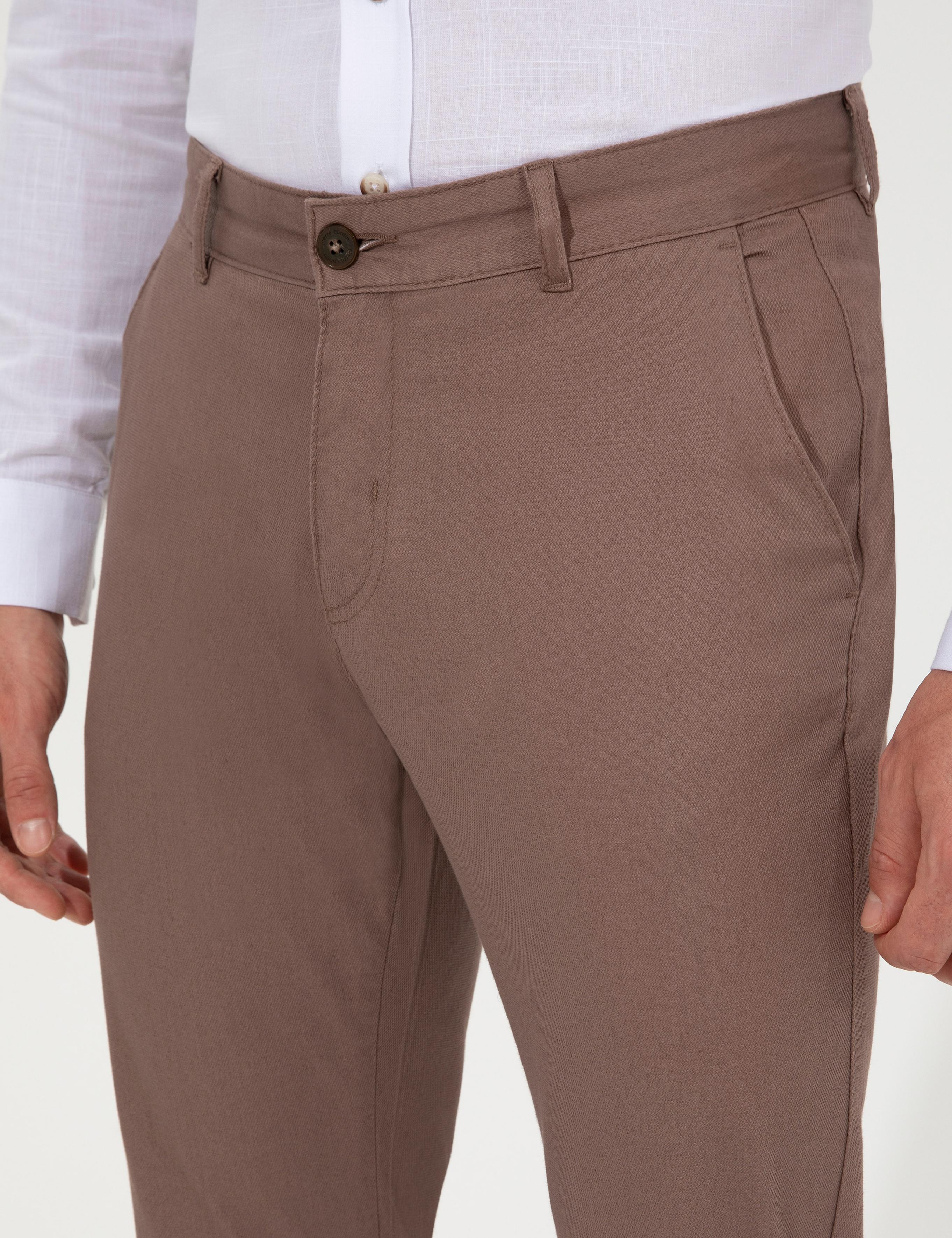 Kahverengi Slim Fit Kanvas Pantolon