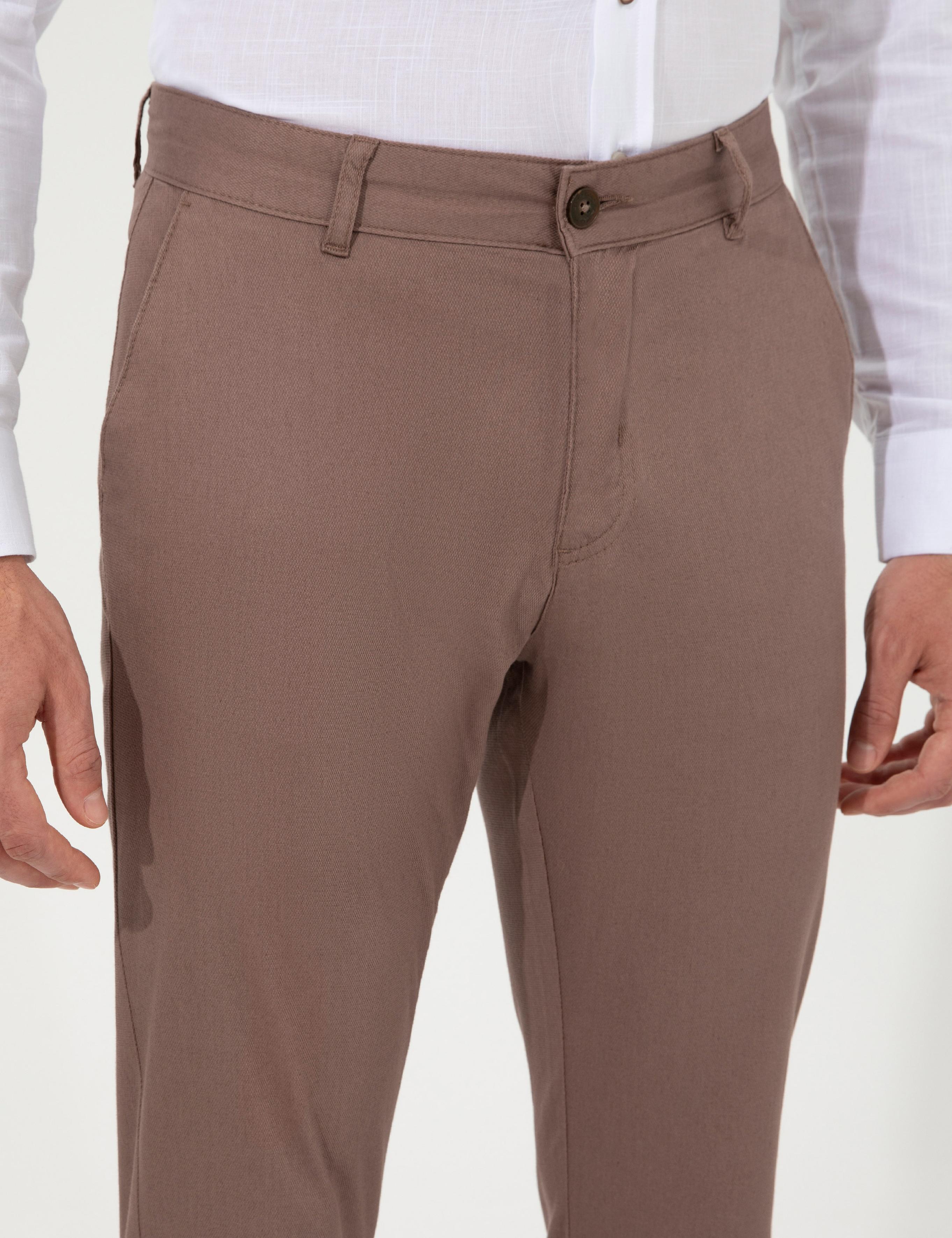 Kahverengi Slim Fit Kanvas Pantolon