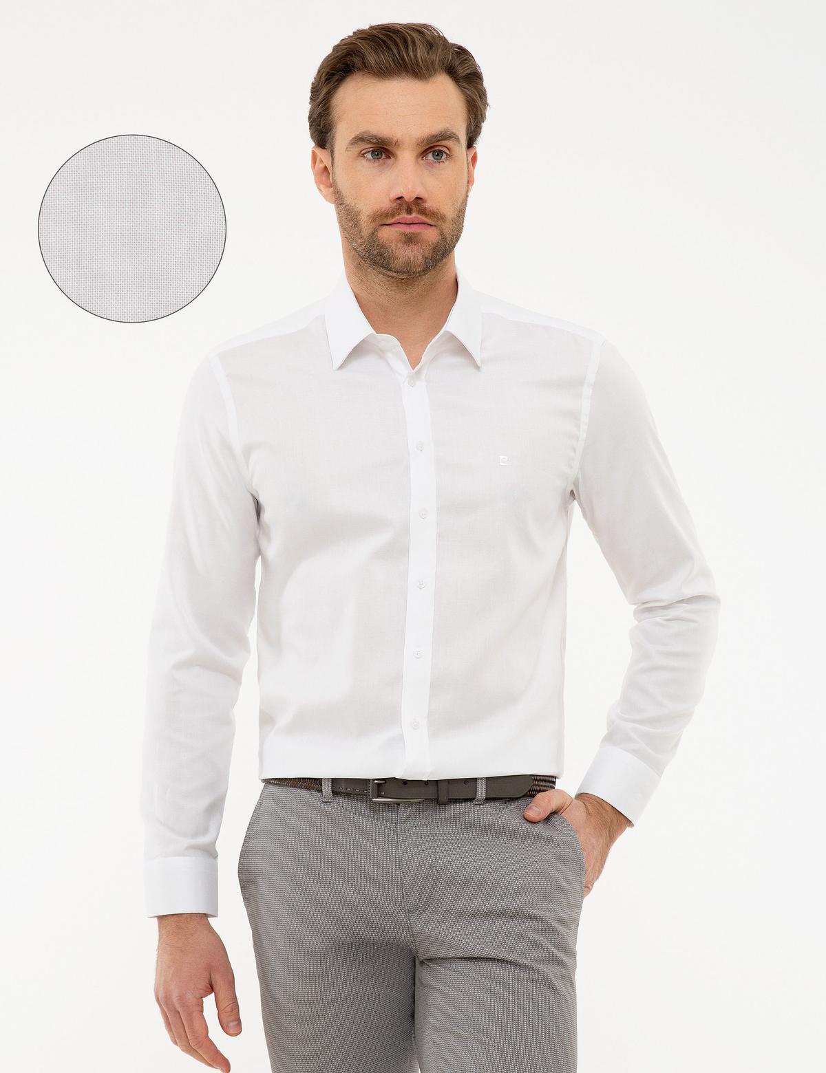 Beyaz Slim Fit Uzun Kollu Gömlek