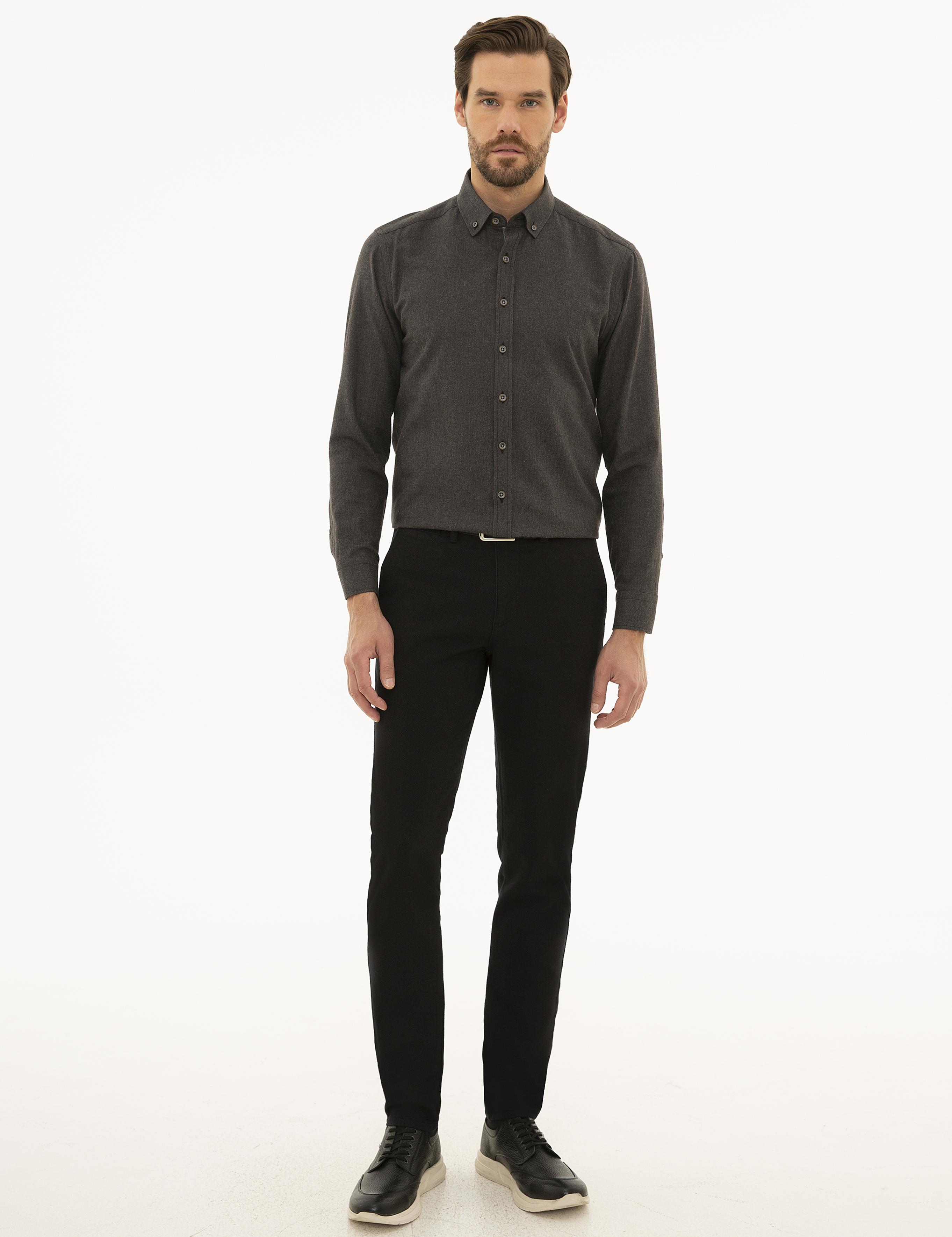 Siyah Slim Fit Kanvas Pantolon
