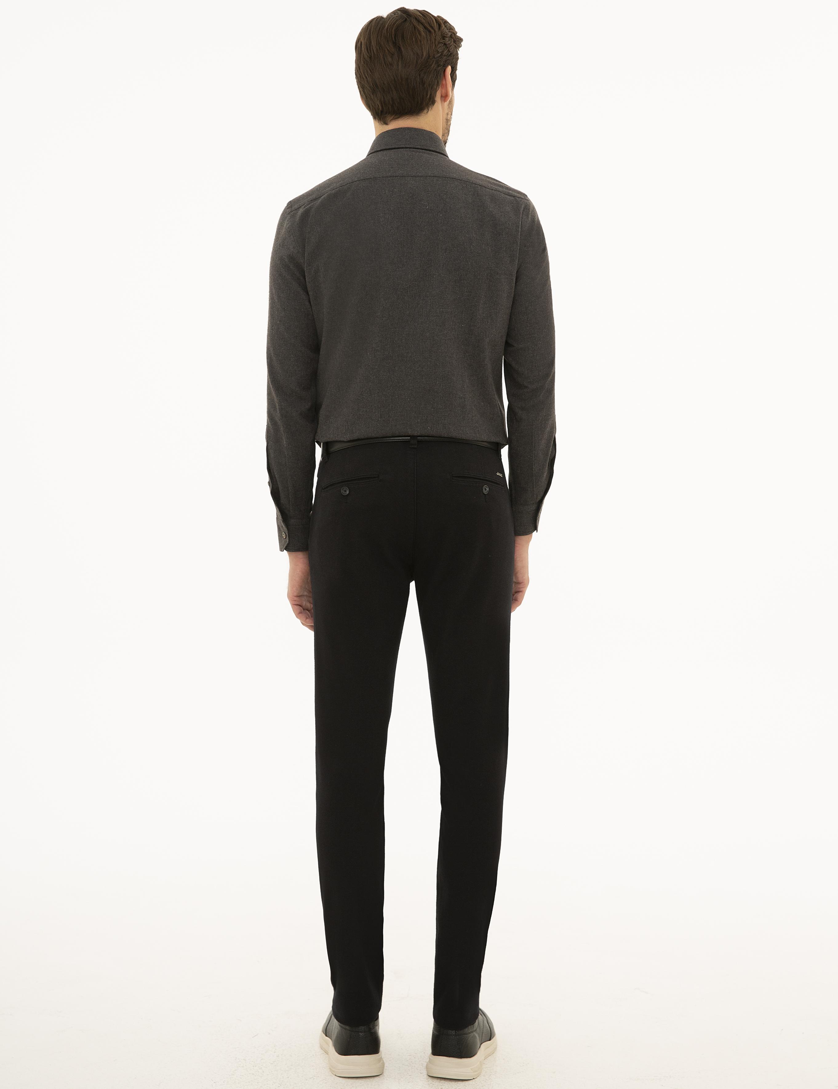 Siyah Slim Fit Kanvas Pantolon