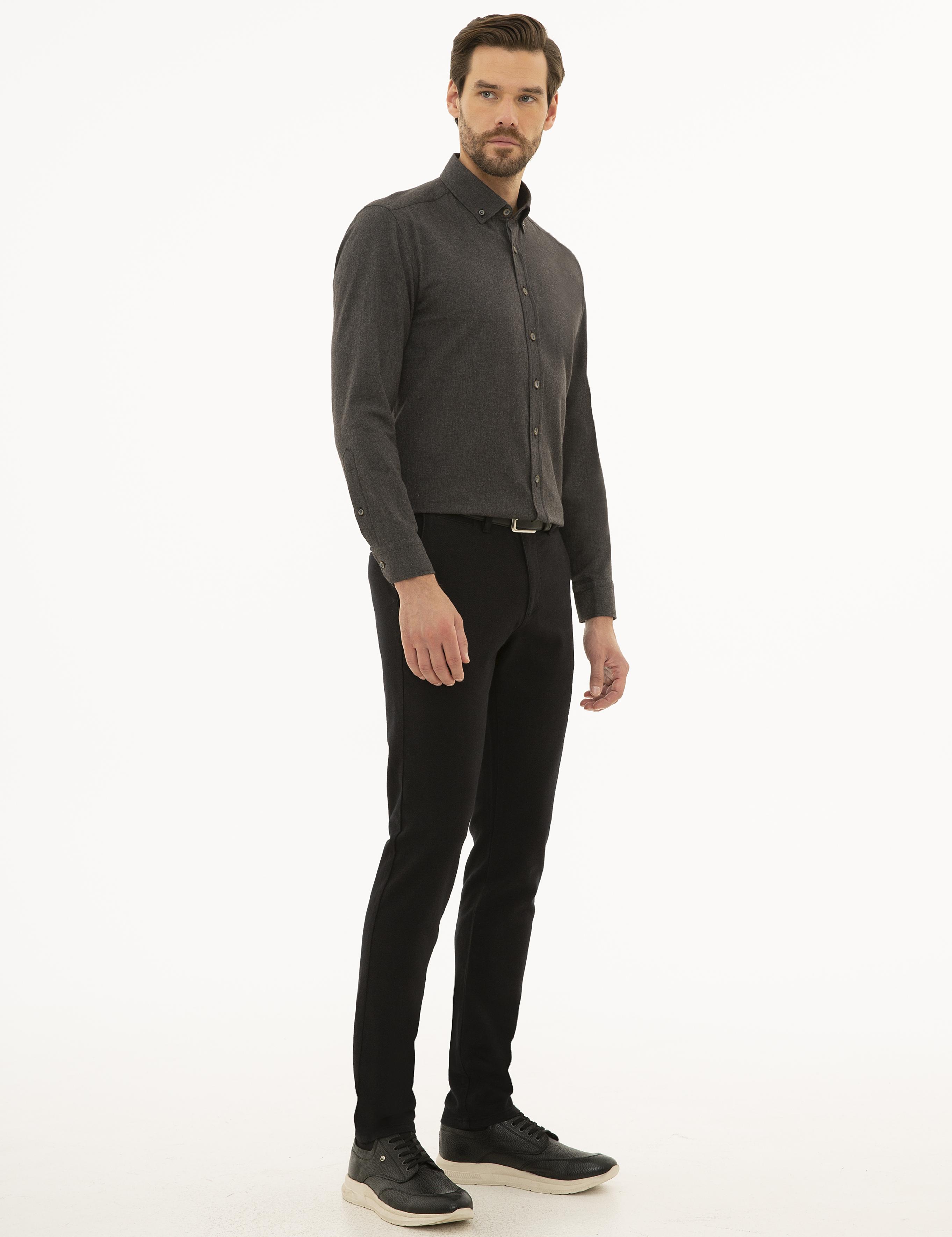 Siyah Slim Fit Kanvas Pantolon