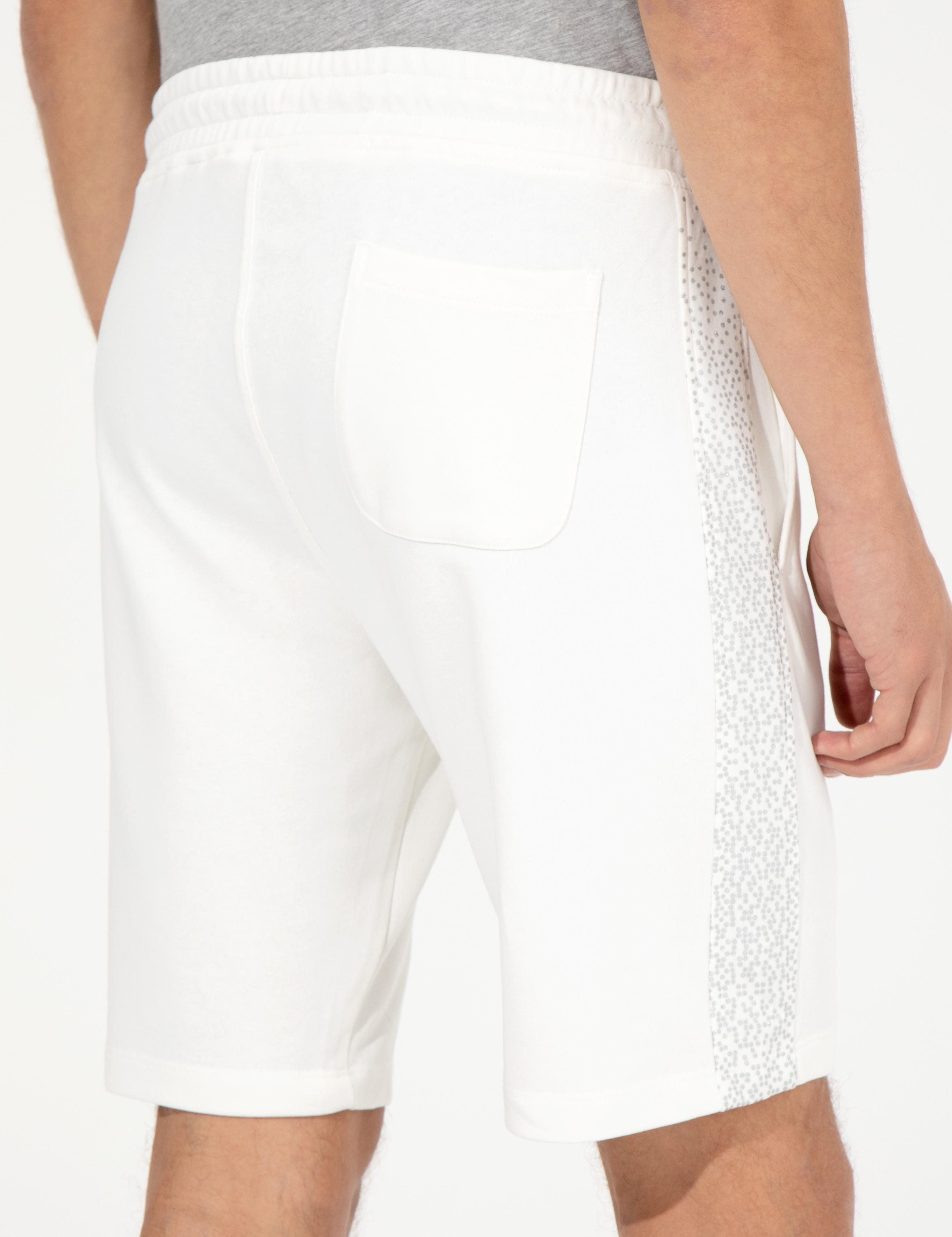 Ekru Slim Fit Örme Şort