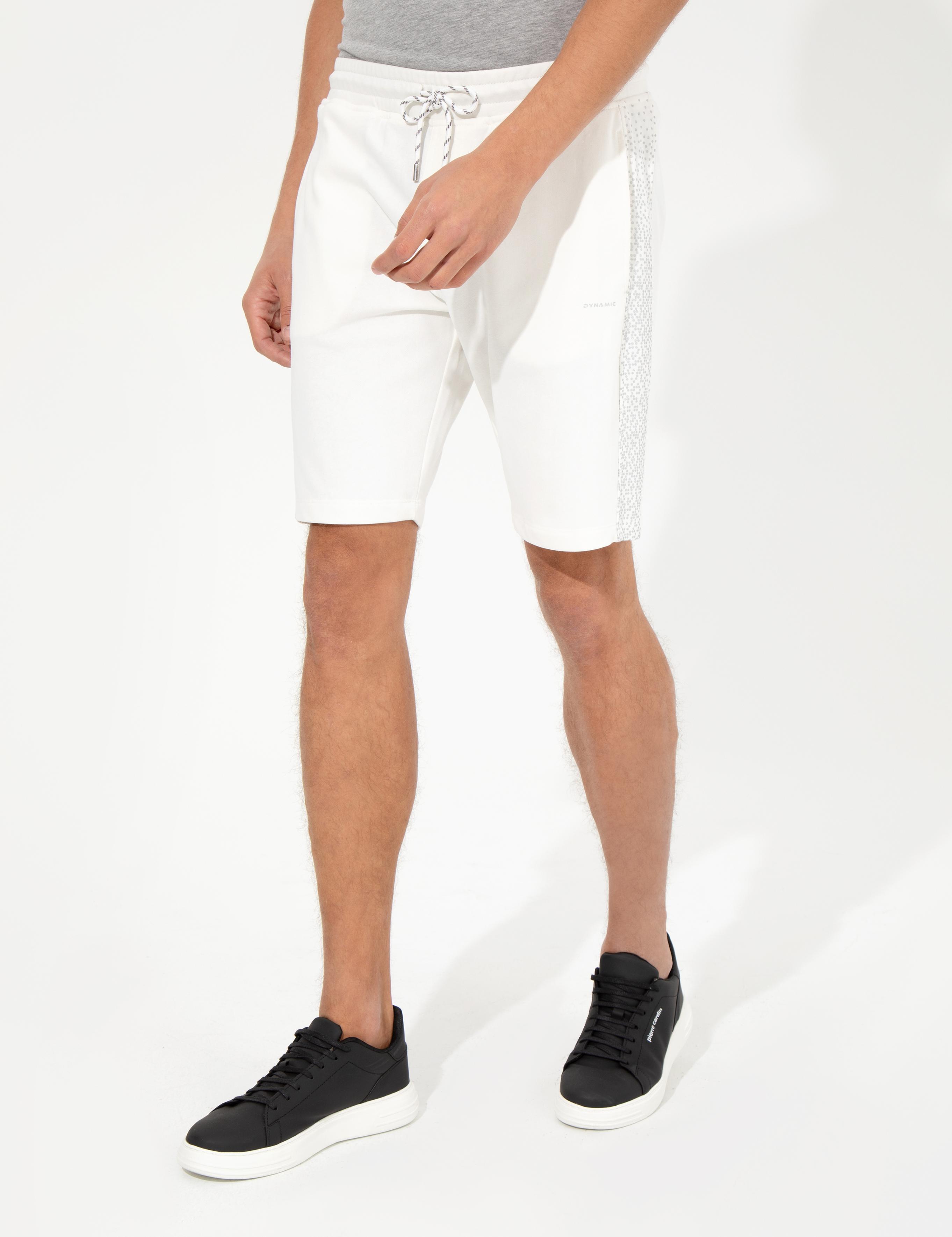 Ekru Slim Fit Örme Şort