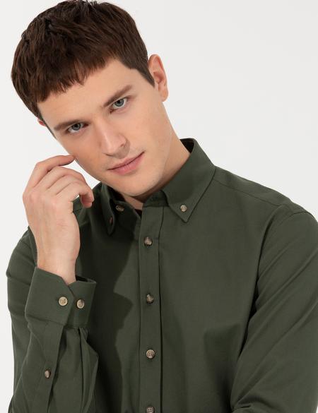 Haki Regular Fit Uzun Kollu Gömlek