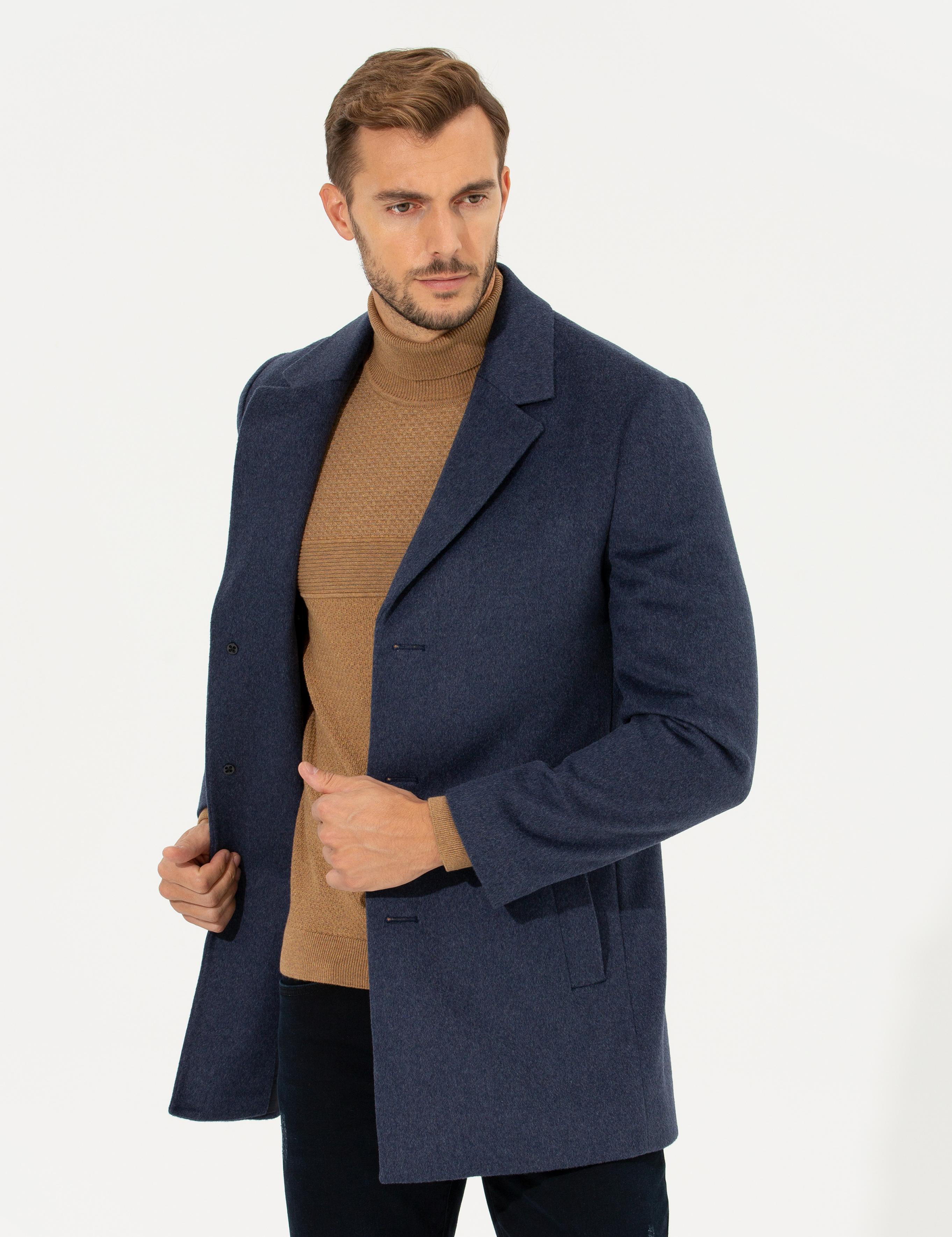 İndigo Ex. Slim Fit Kaşe Kaban