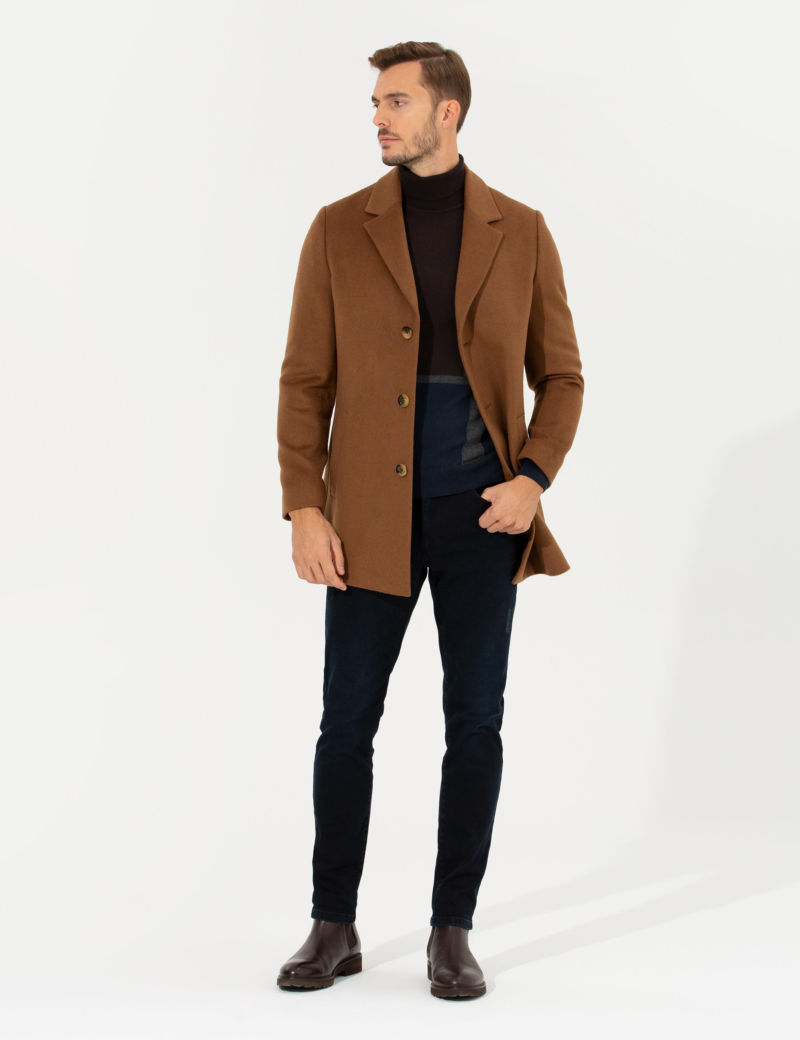 Camel Ex. Slim Fit Kaşe Kaban
