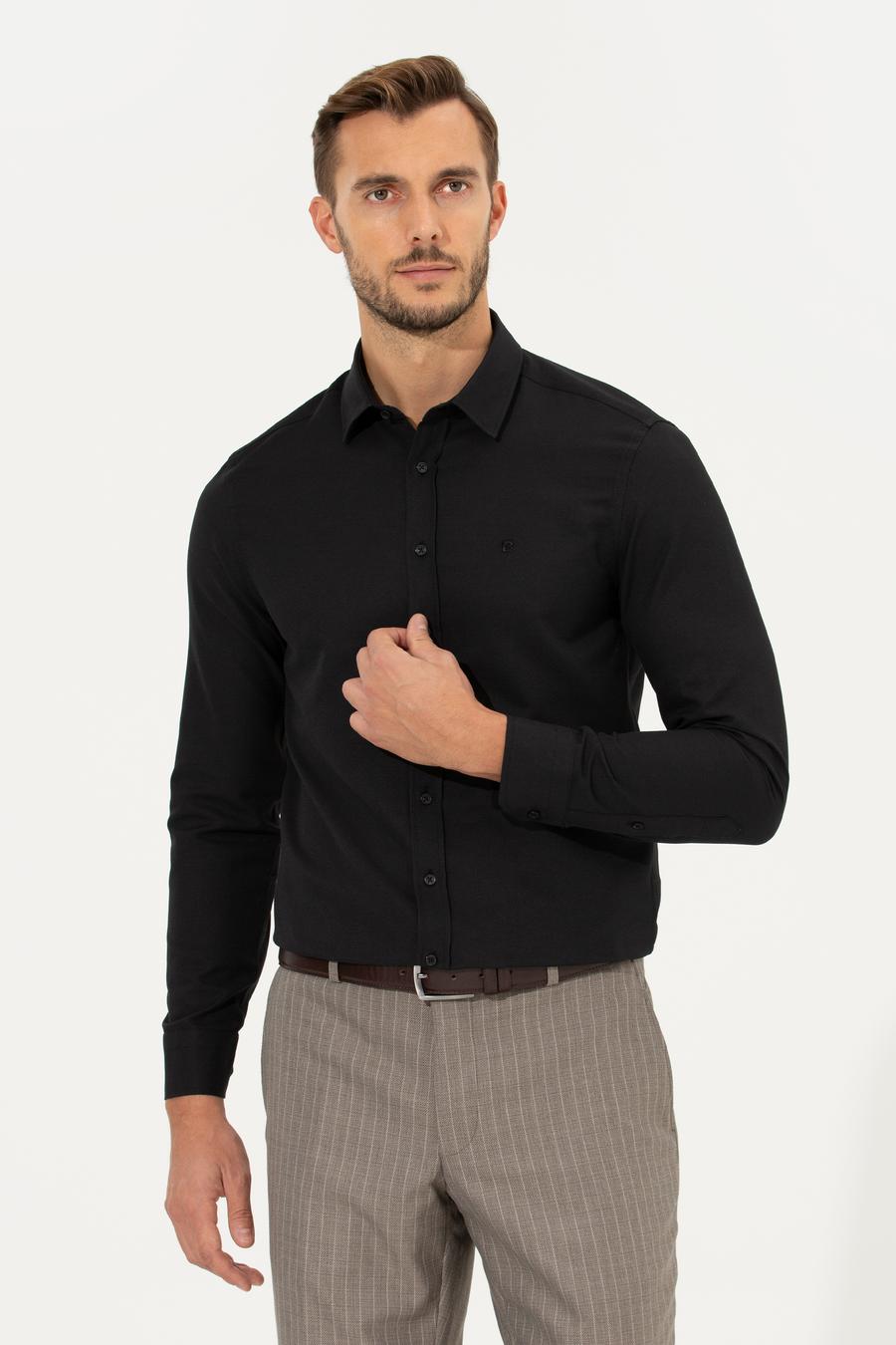 Siyah Slim Fit Gömlek_2