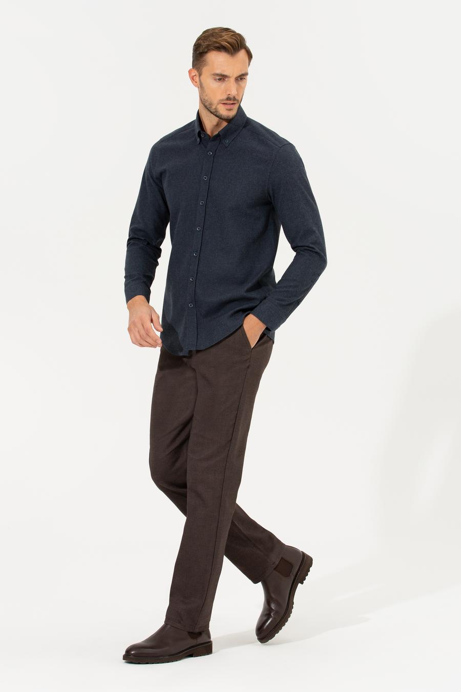 Kahverengi Regular Fit Chino Pantolon_2