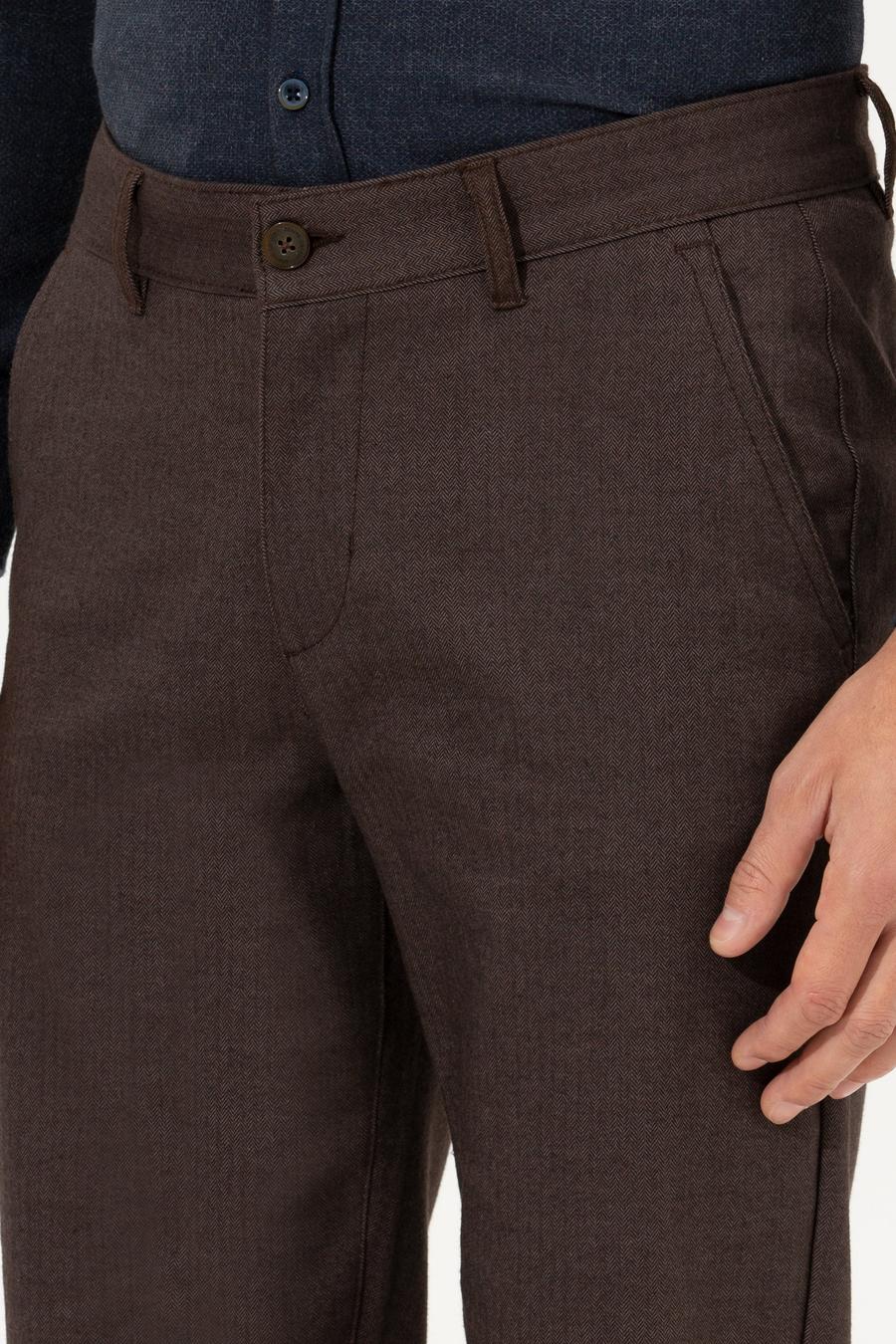 Kahverengi Regular Fit Chino Pantolon_5