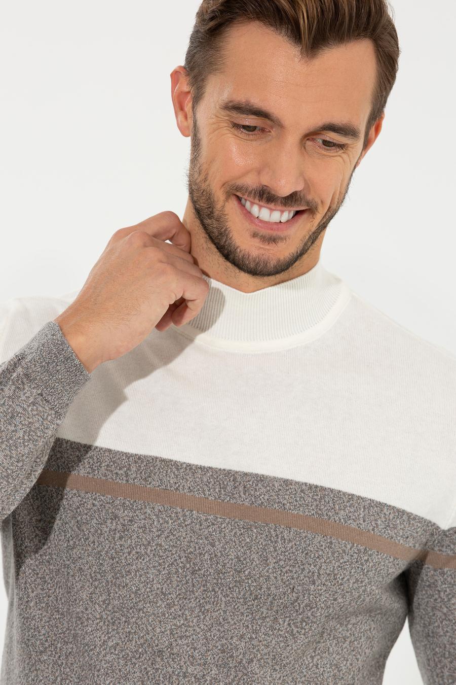 Vizon Melanj Slim Fit Triko Kazak_2