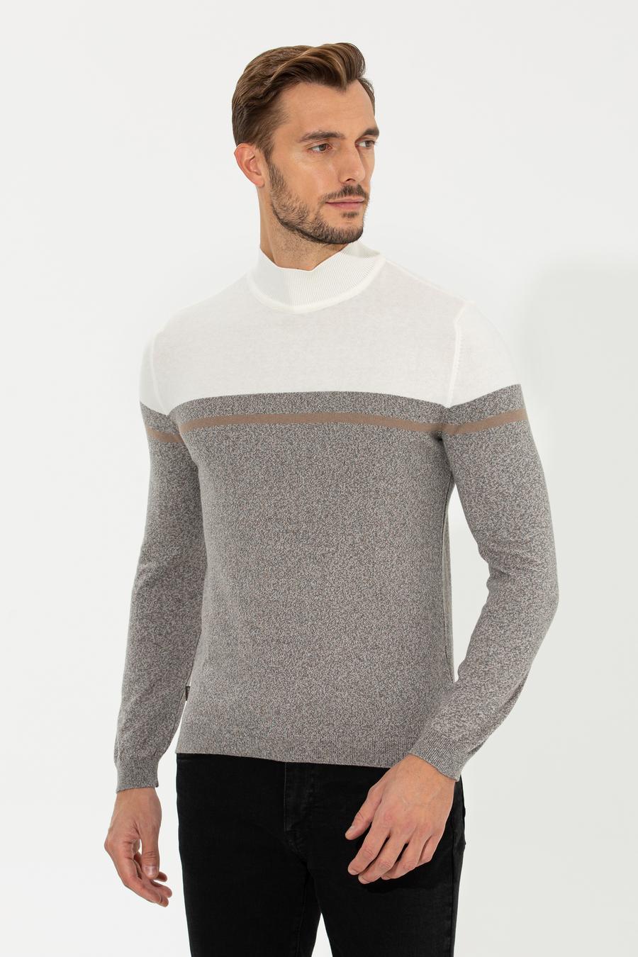Vizon Melanj Slim Fit Triko Kazak_1
