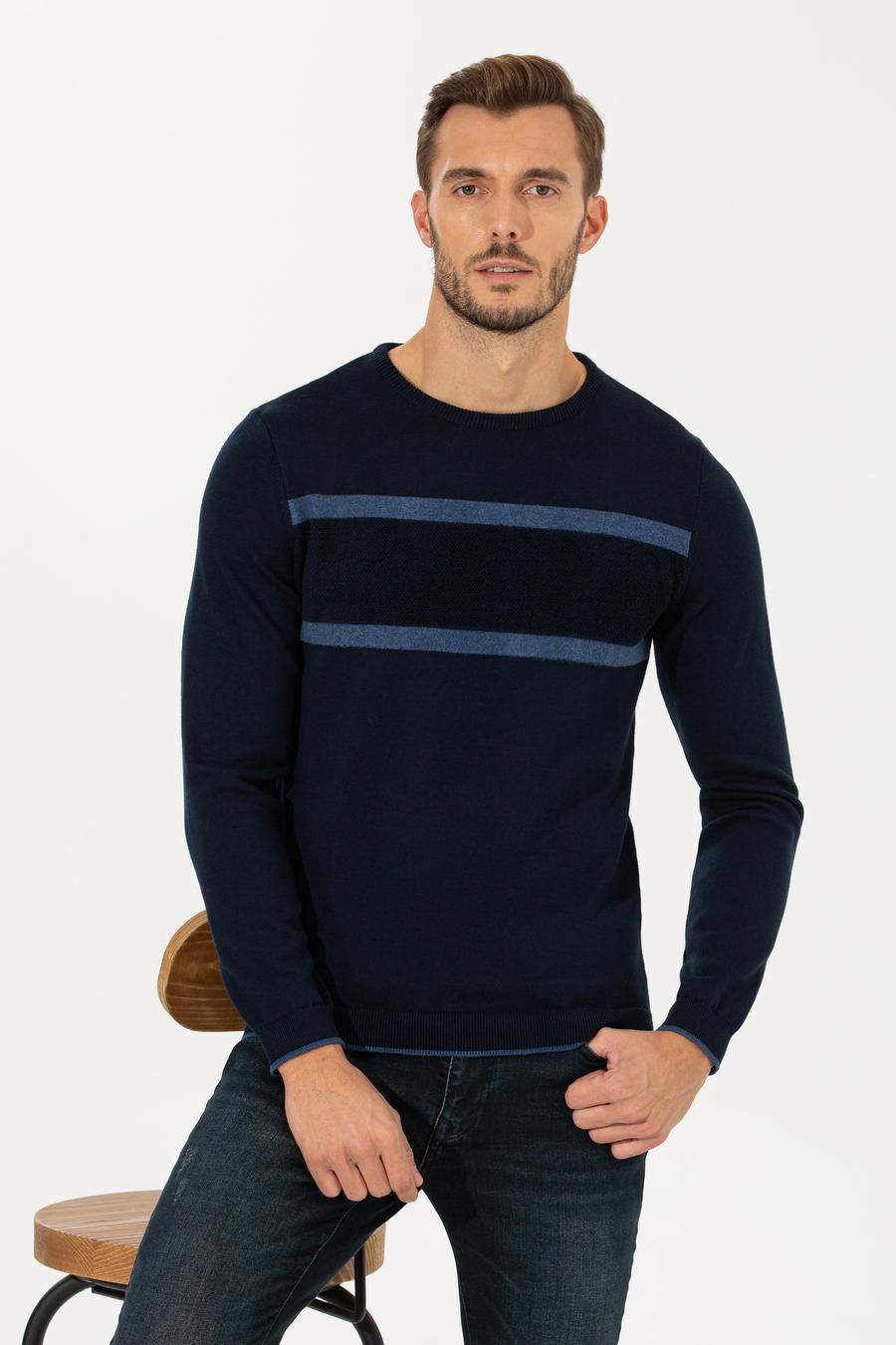 Lacivert Slim Fit Triko Kazak_2