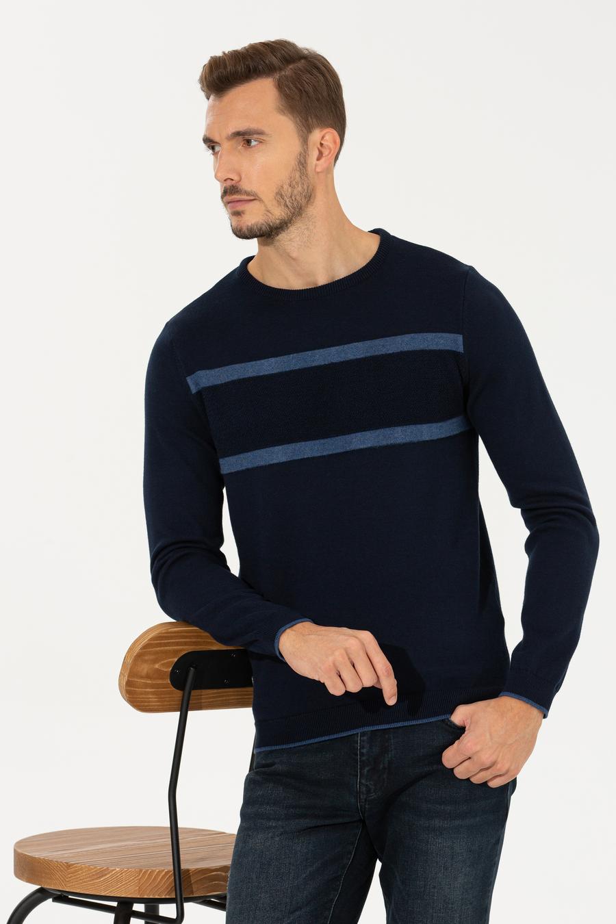 Lacivert Slim Fit Triko Kazak_1