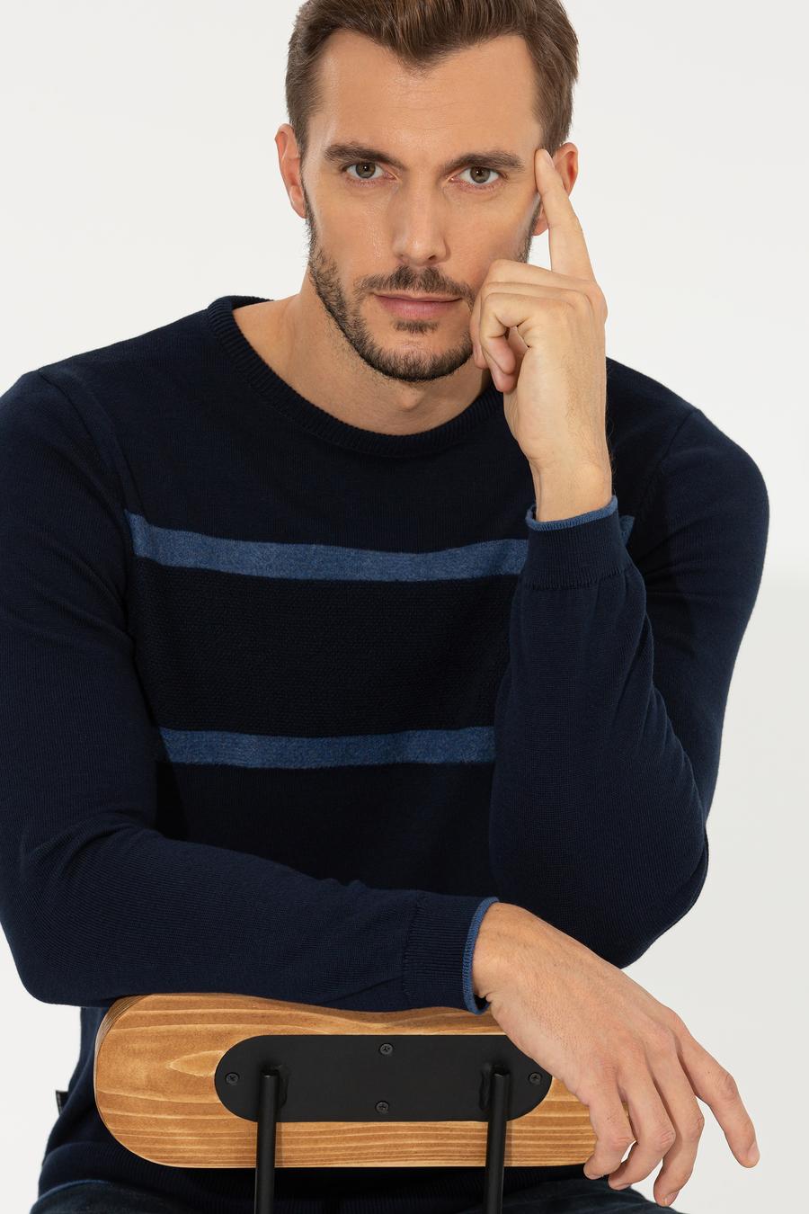 Lacivert Slim Fit Triko Kazak_0