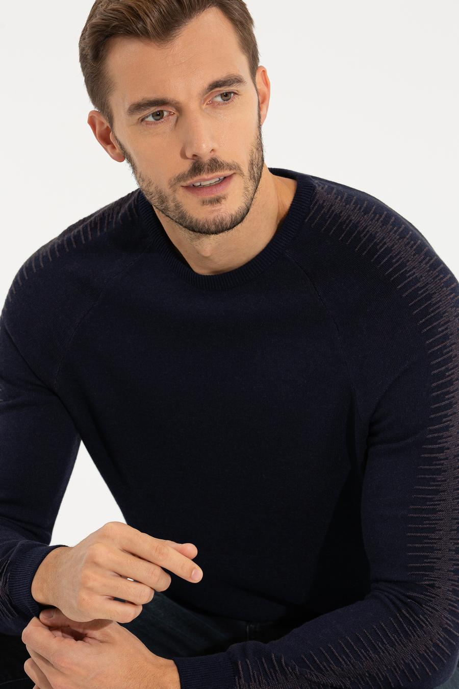 Lacivert Slim Fit Triko Kazak_1