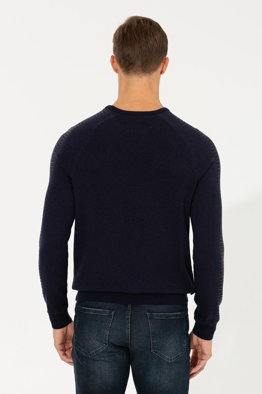 Lacivert Slim Fit Triko Kazak_4