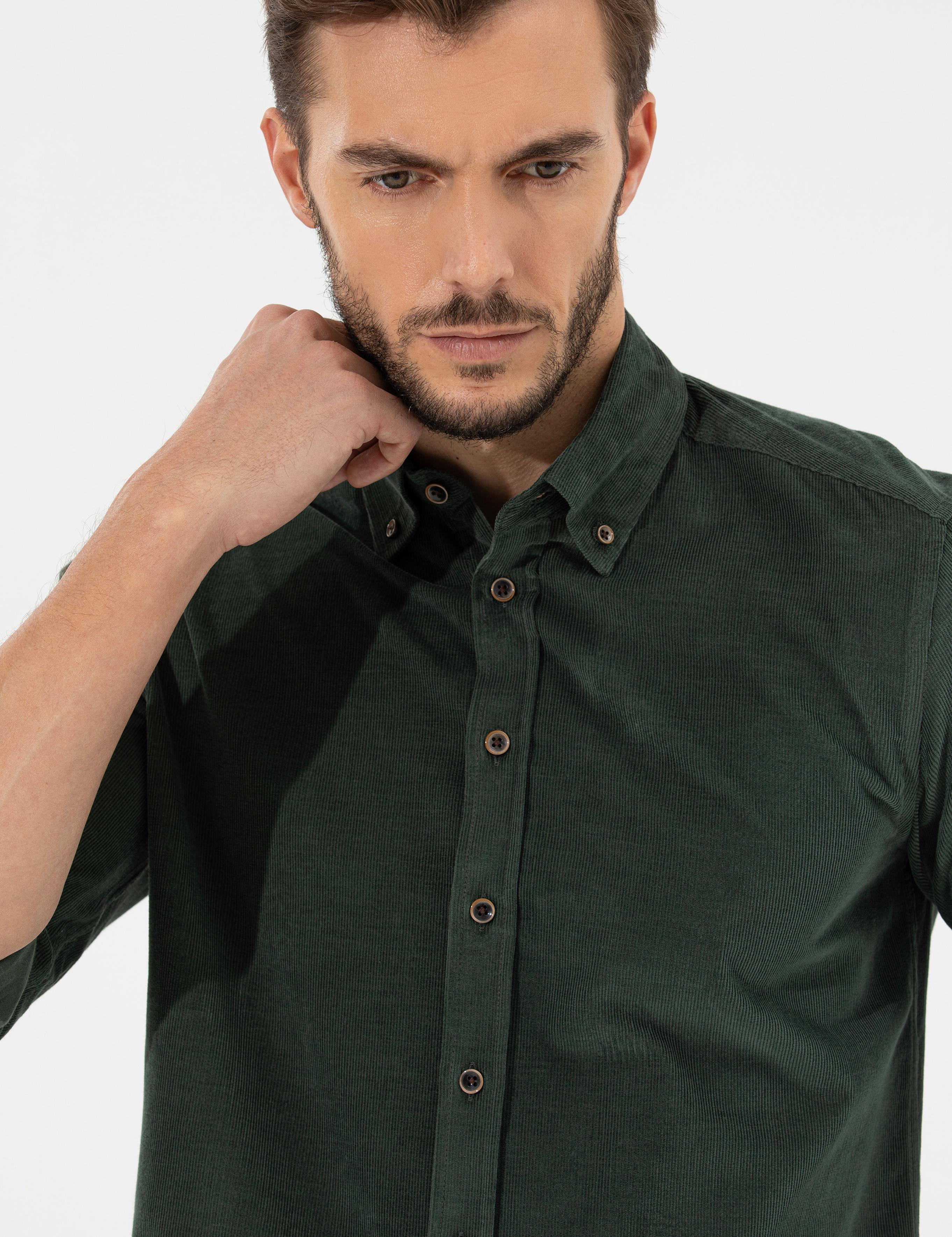 Haki Regular Fit Uzun Kollu Gömlek