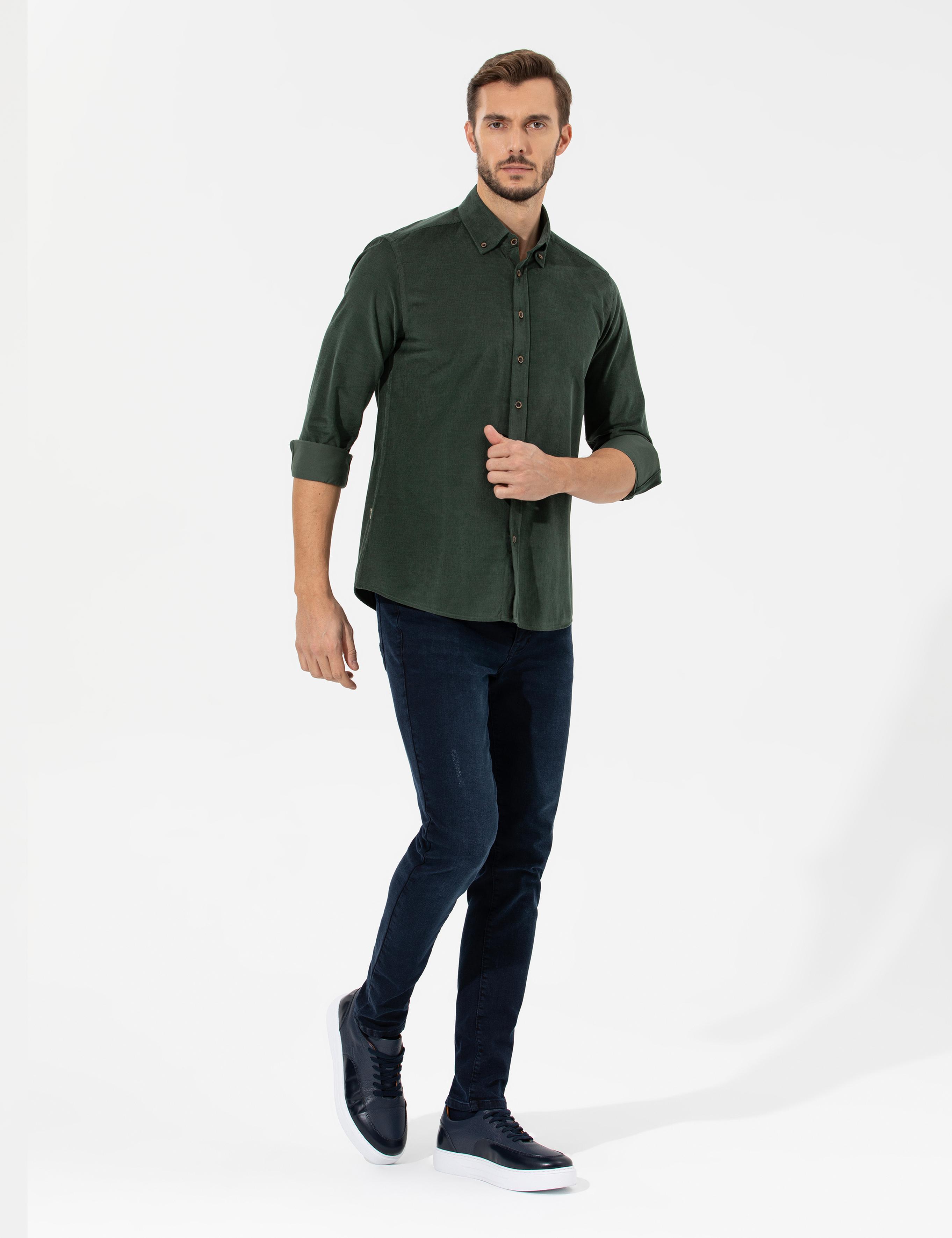 Haki Regular Fit Uzun Kollu Gömlek