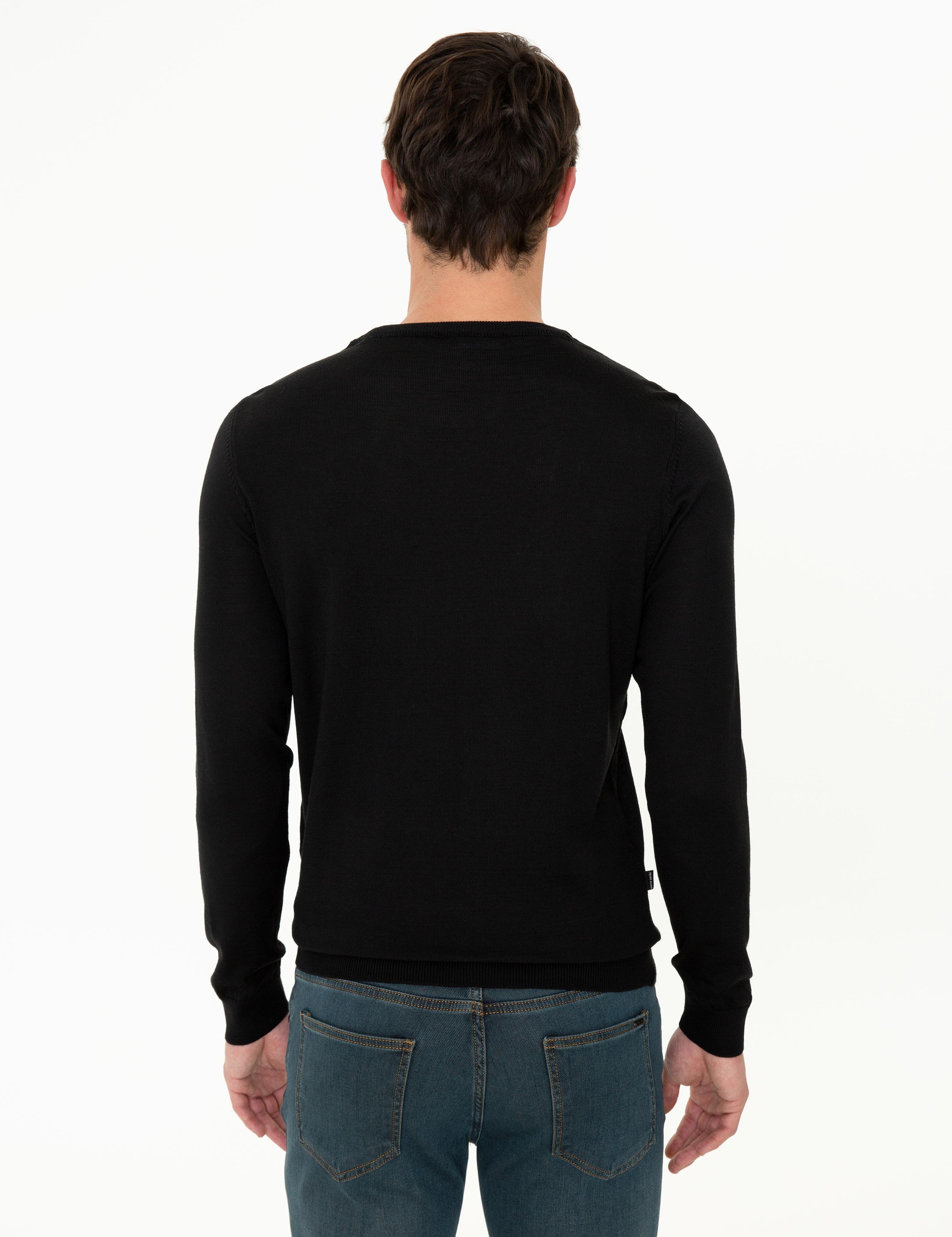 Siyah Regular Fit Basic Triko Kazak
