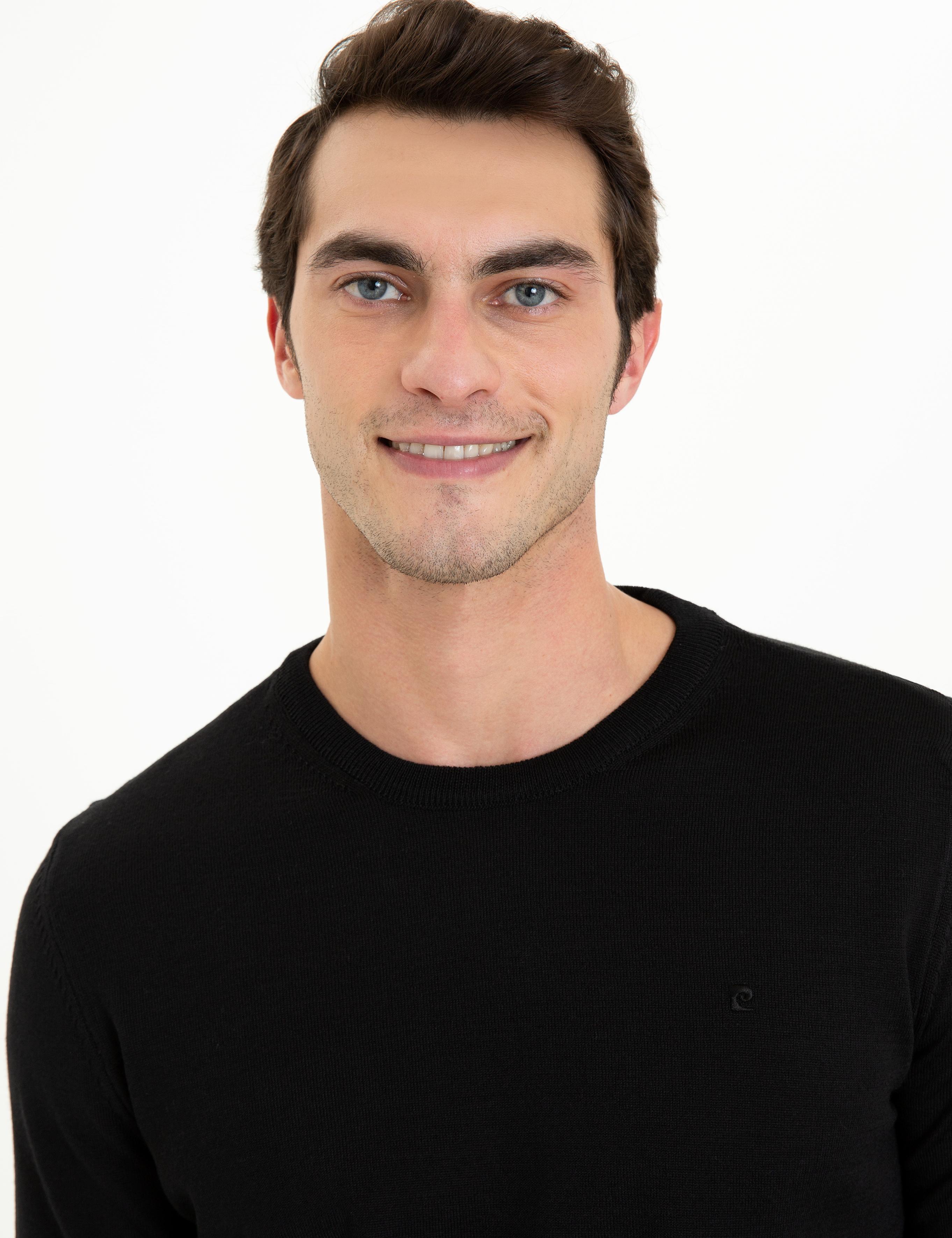 Siyah Regular Fit Basic Triko Kazak