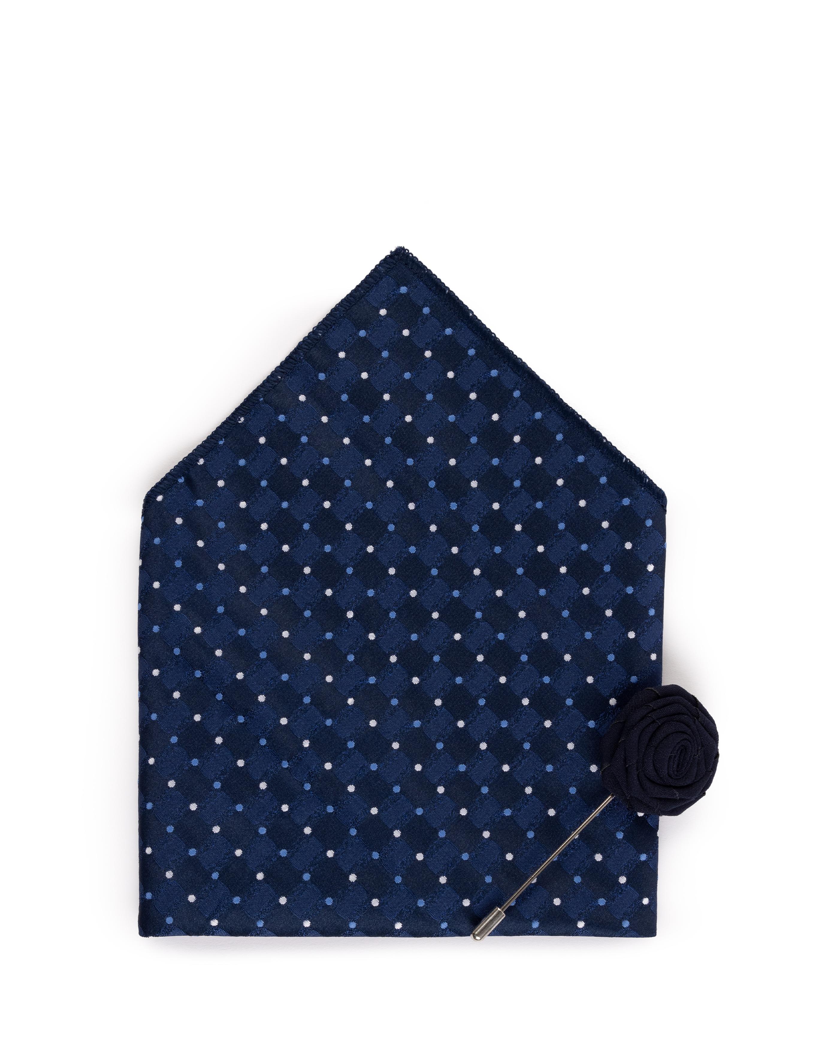 Lacivert 3'lü Kravat Mendil Set