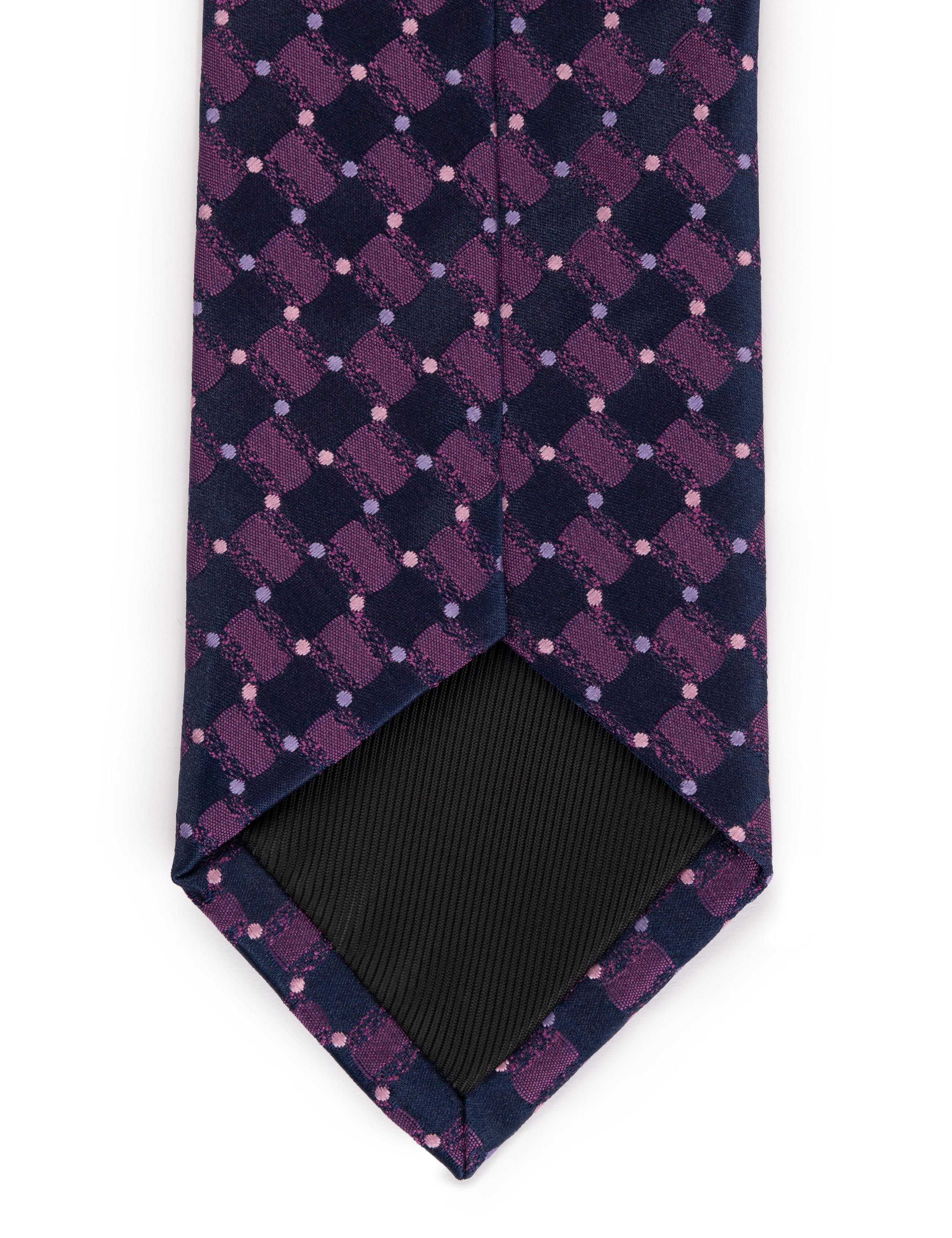Mor 3'lü Kravat Mendil Set