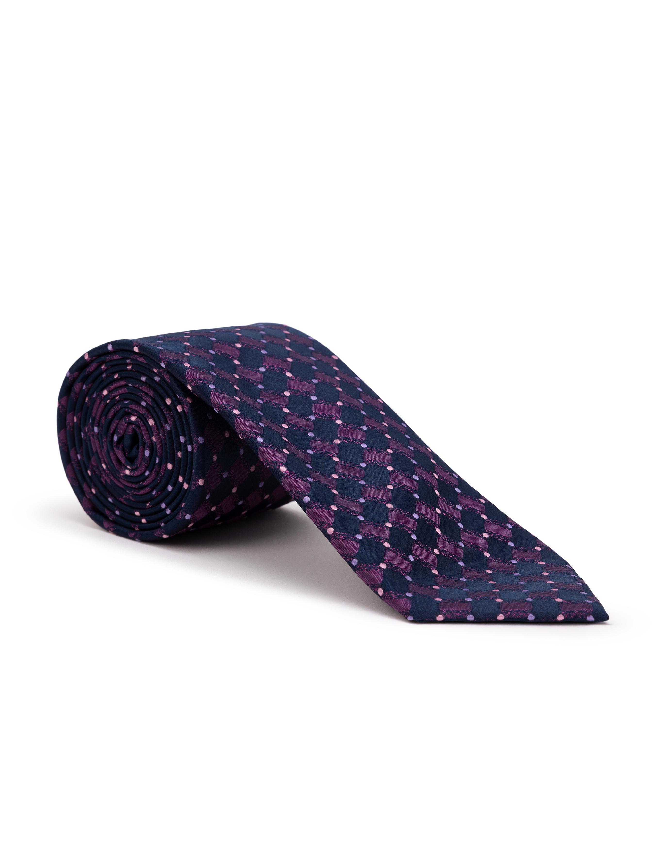 Mor 3'lü Kravat Mendil Set