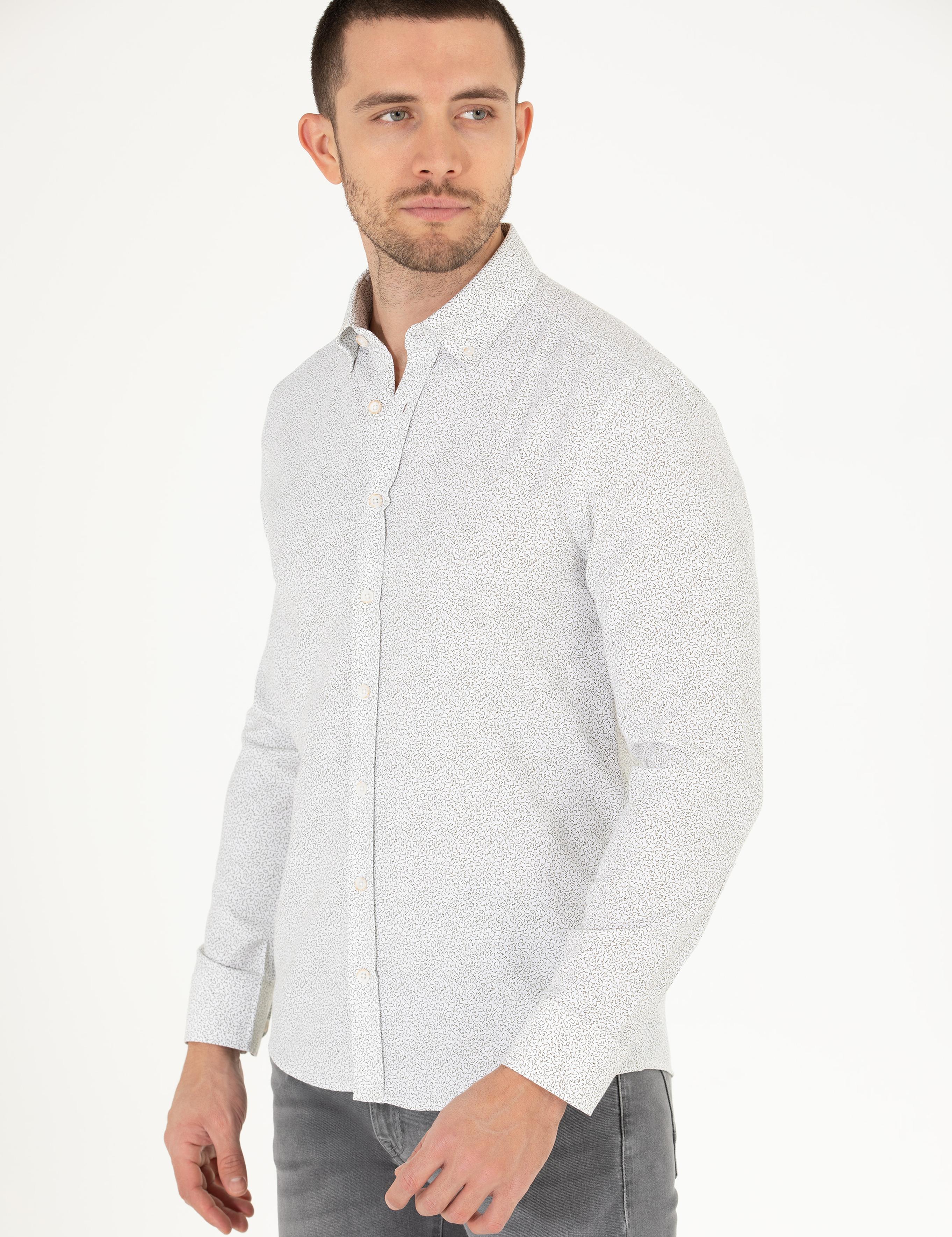 Haki Slim Fit Uzun Kollu Gömlek
