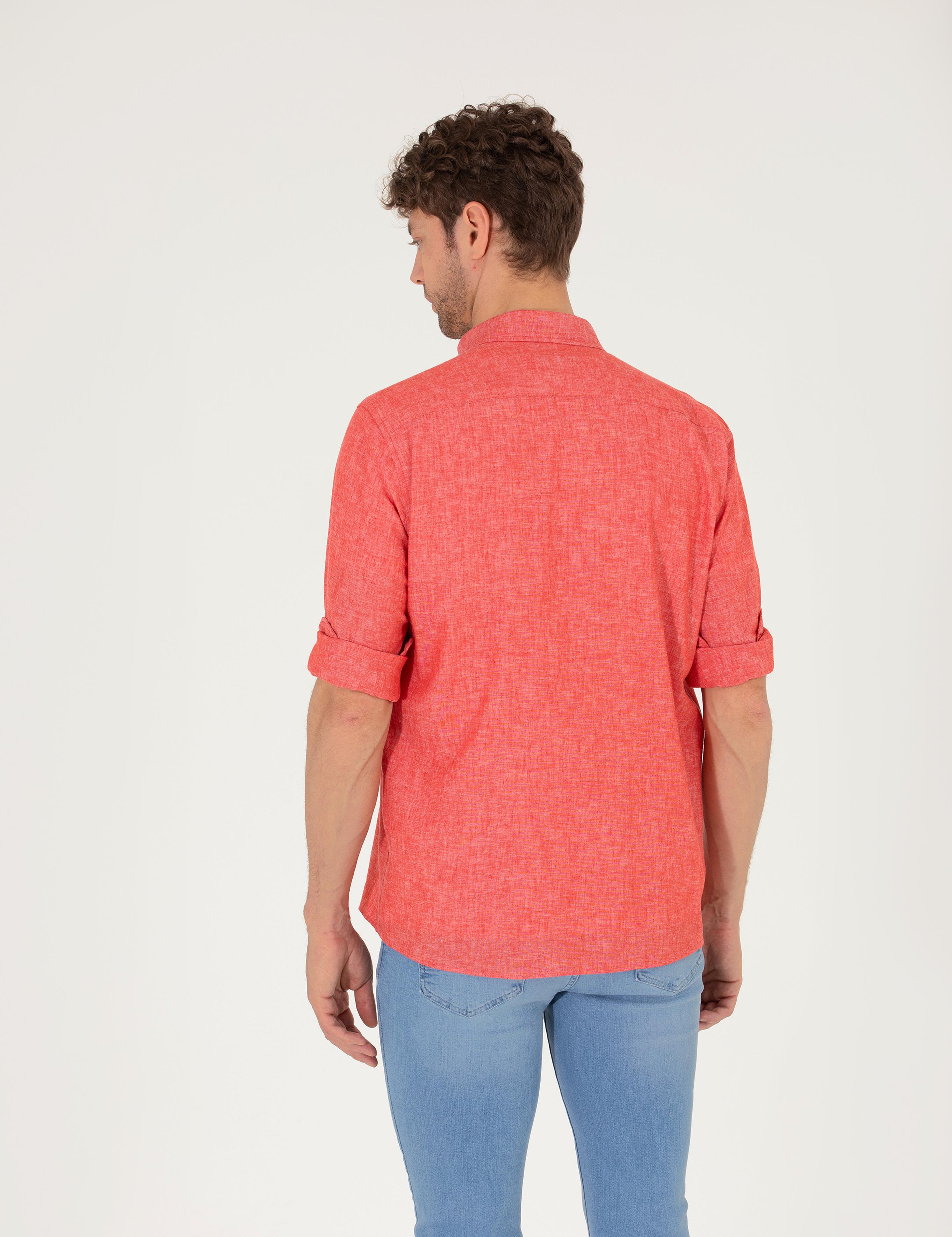 Kırmızı Regular Fit Uzun Kollu Gömlek