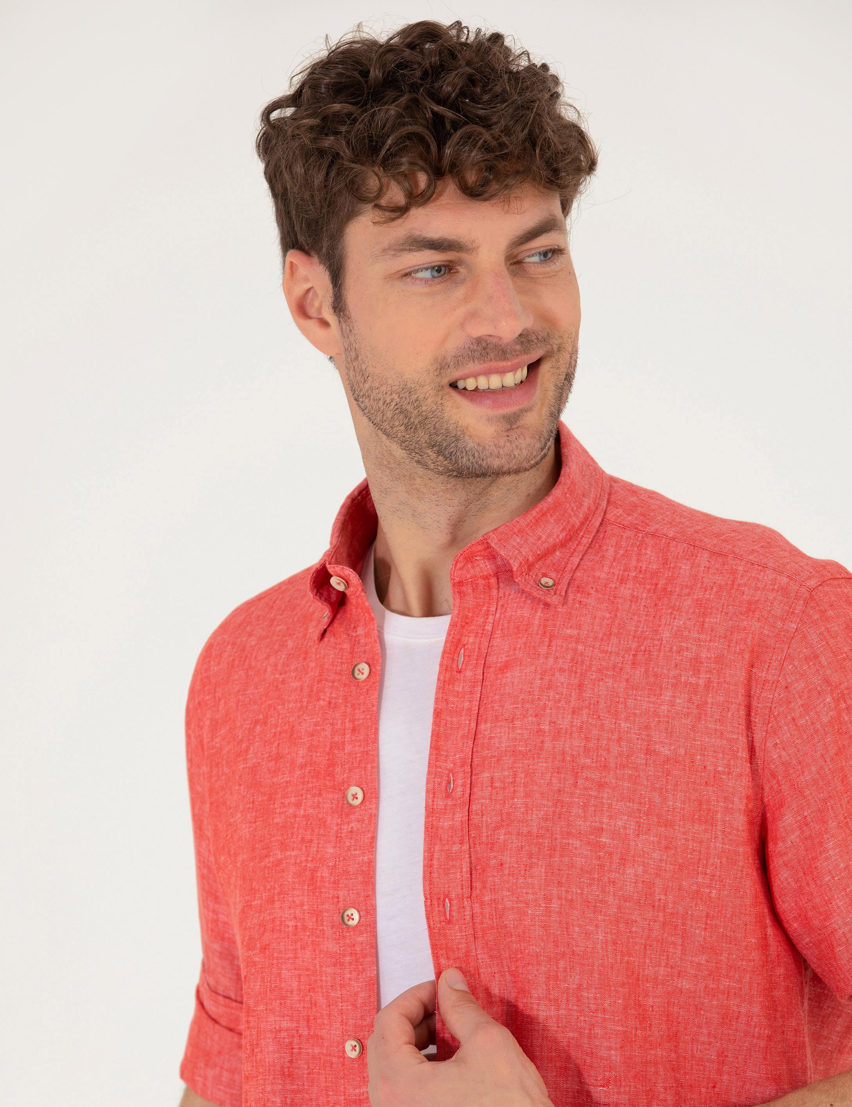 Kırmızı Regular Fit Uzun Kollu Gömlek