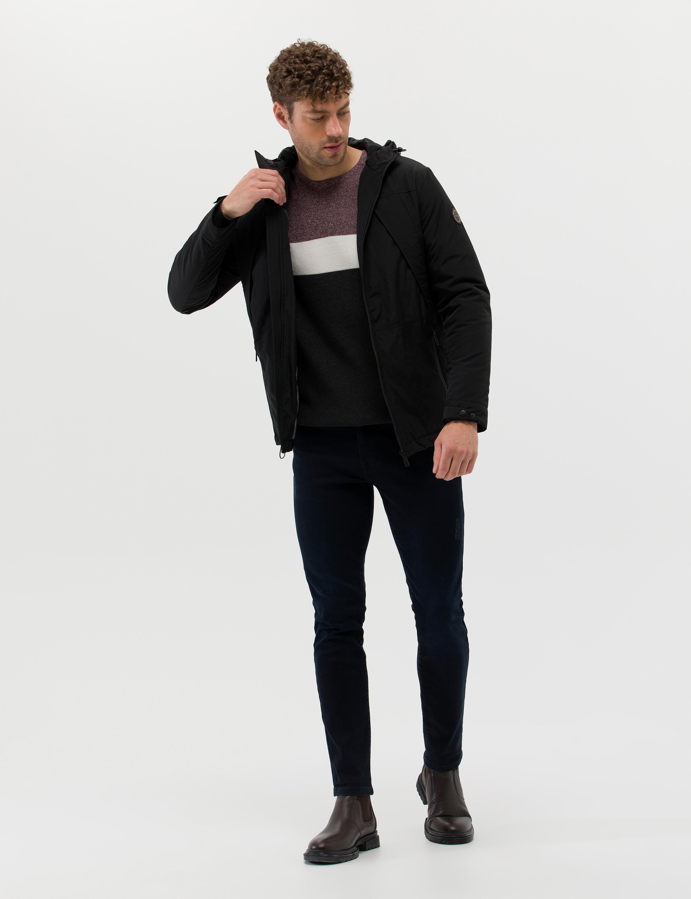 Siyah Basic Kapüşonlu Mont