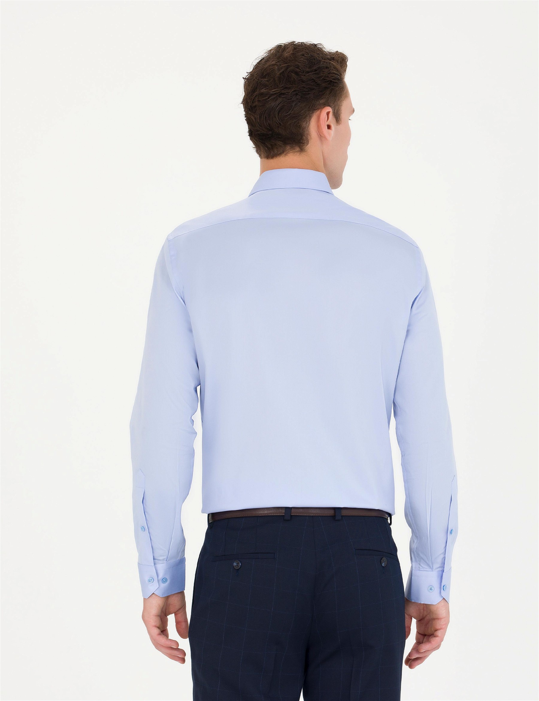 Koyu Mavi Slim Fit Uzun Kollu Basic Gömlek