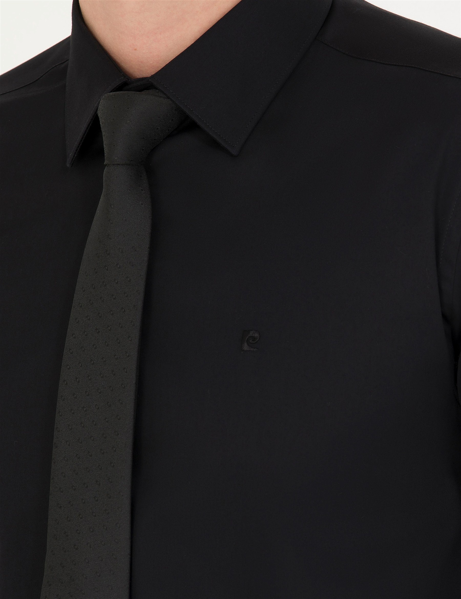 Siyah Slim Fit Uzun Kollu Basic Gömlek