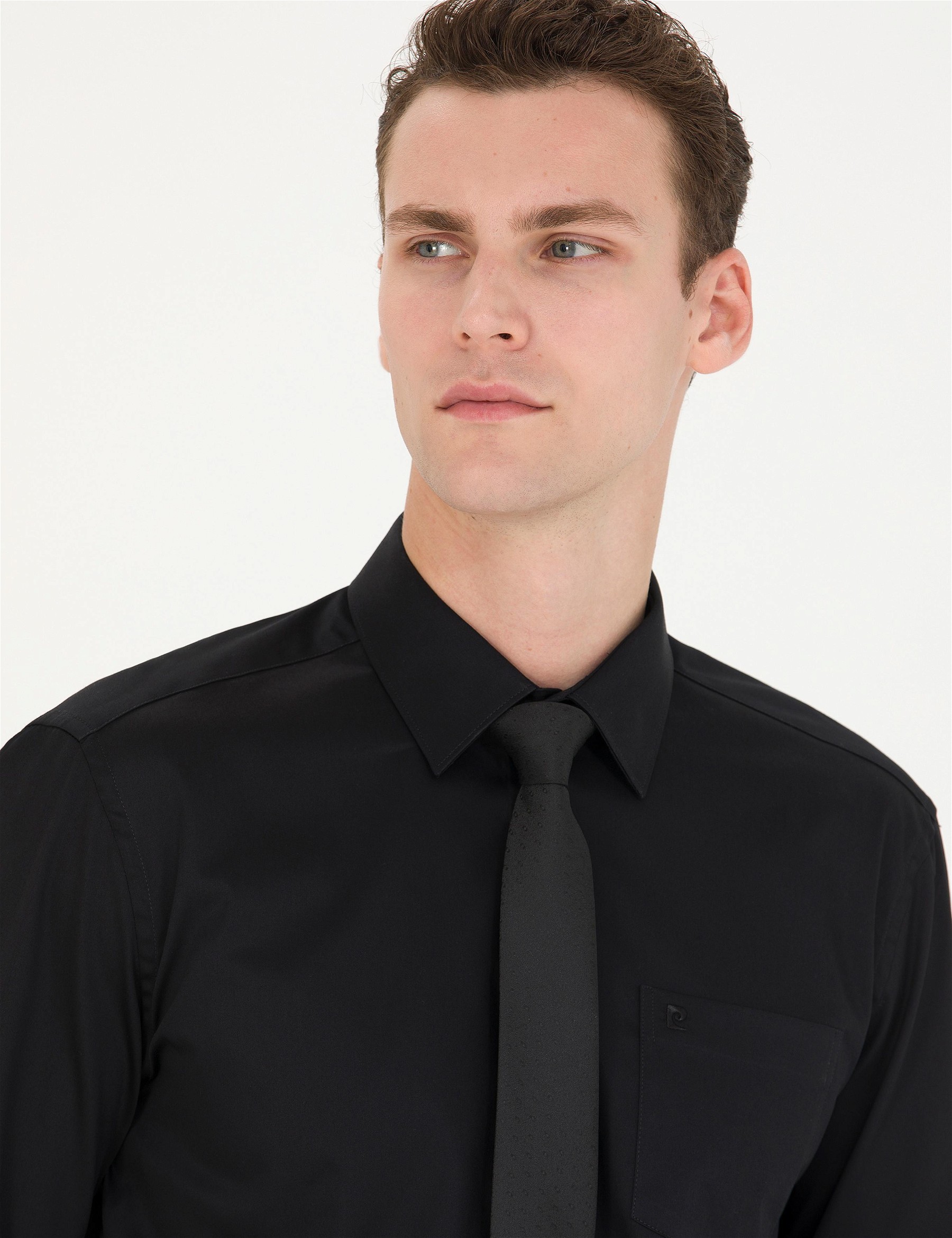 Siyah Regular Fit Uzun Kollu Basic Gömlek