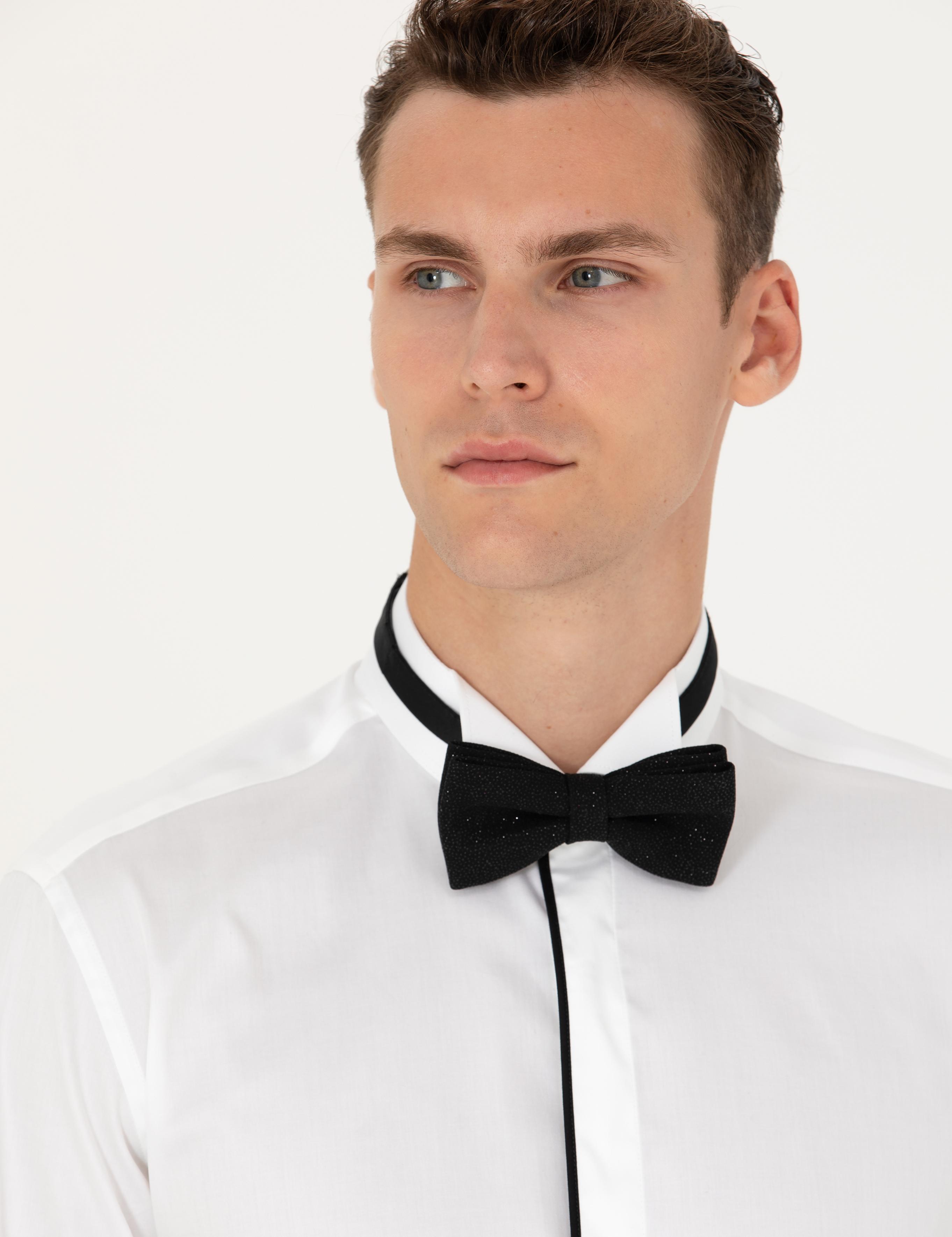 Beyaz Slim Fit Smokin Gömlek