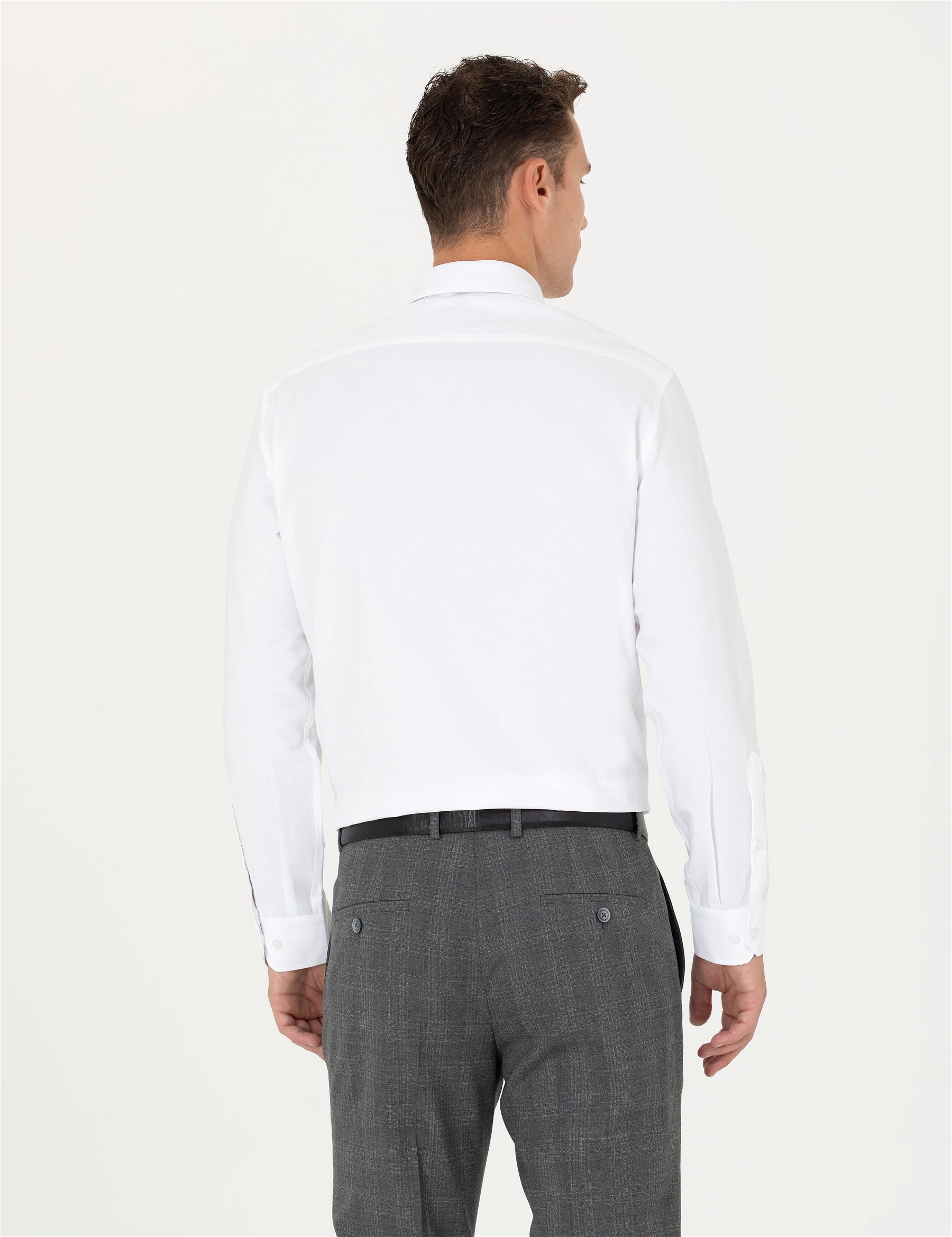 Beyaz Regular Fit Uzun Kollu Basic Gömlek