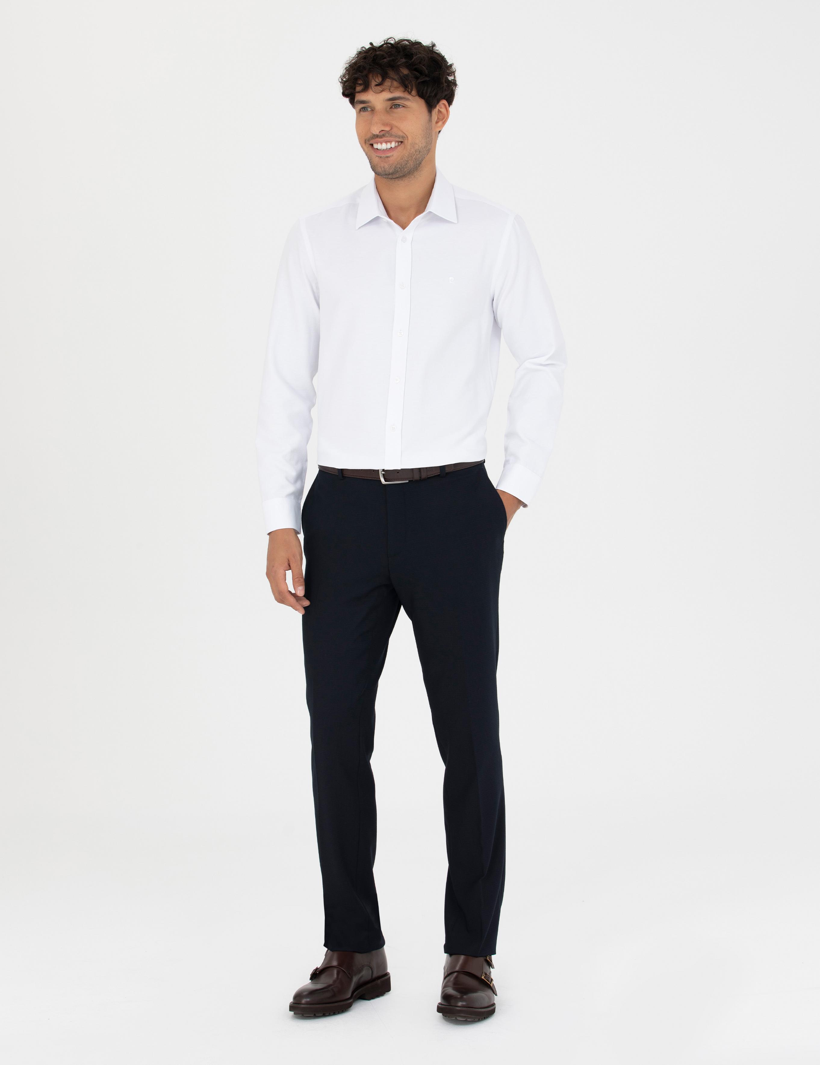 Beyaz Slim Fit Uzun Kollu Gömlek