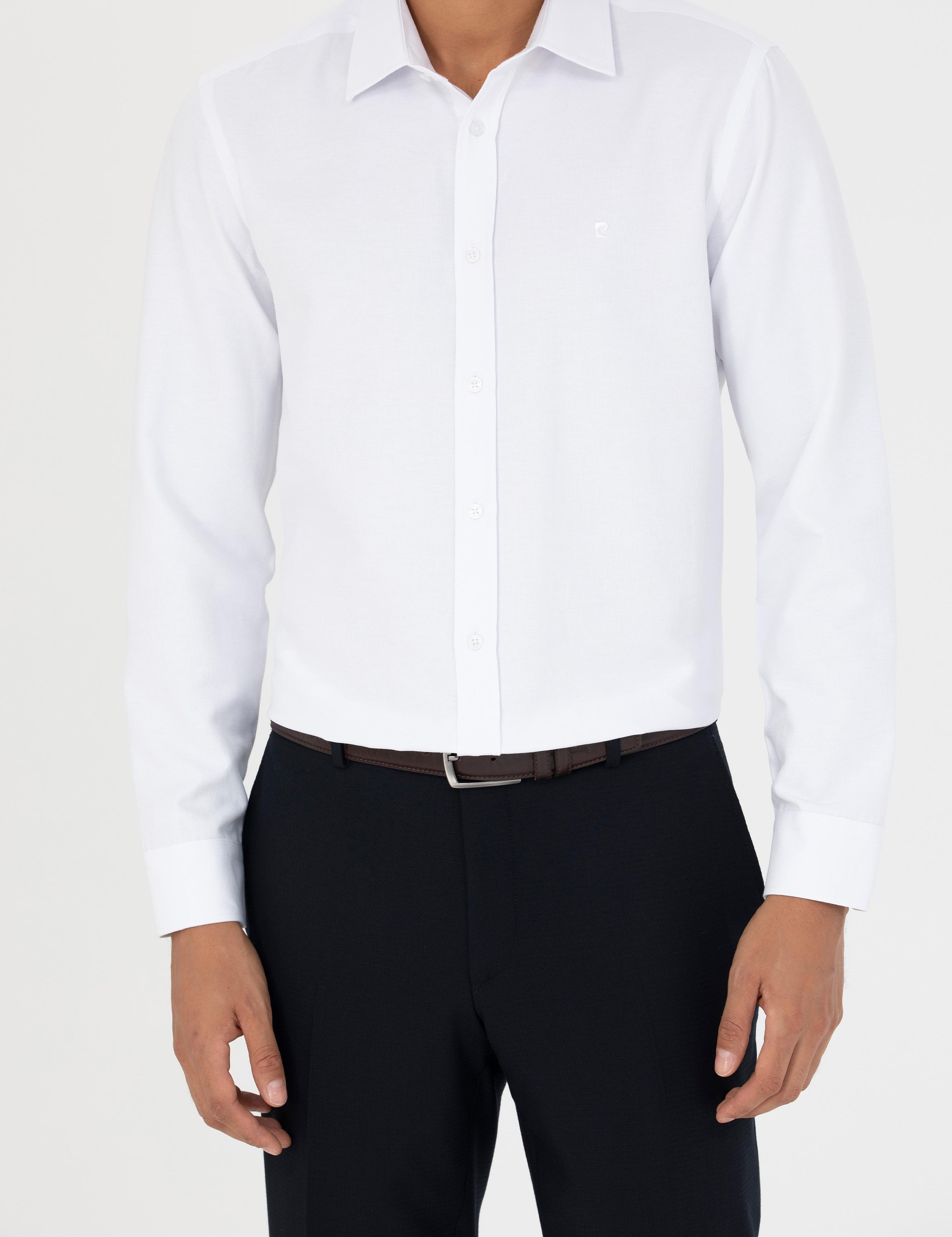 Beyaz Slim Fit Uzun Kollu Gömlek