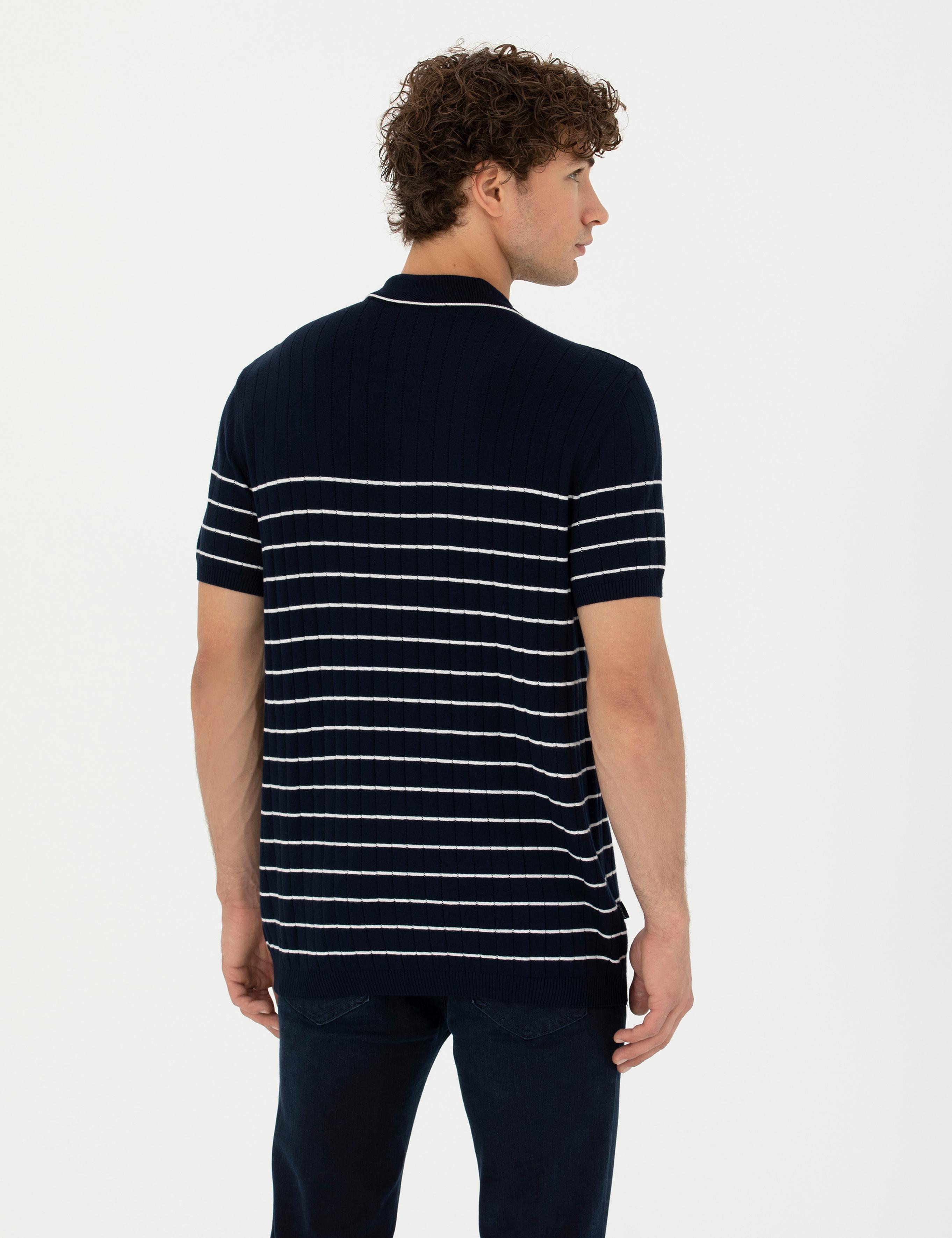 Lacivert Slim Fit Polo Yaka Triko Tişört