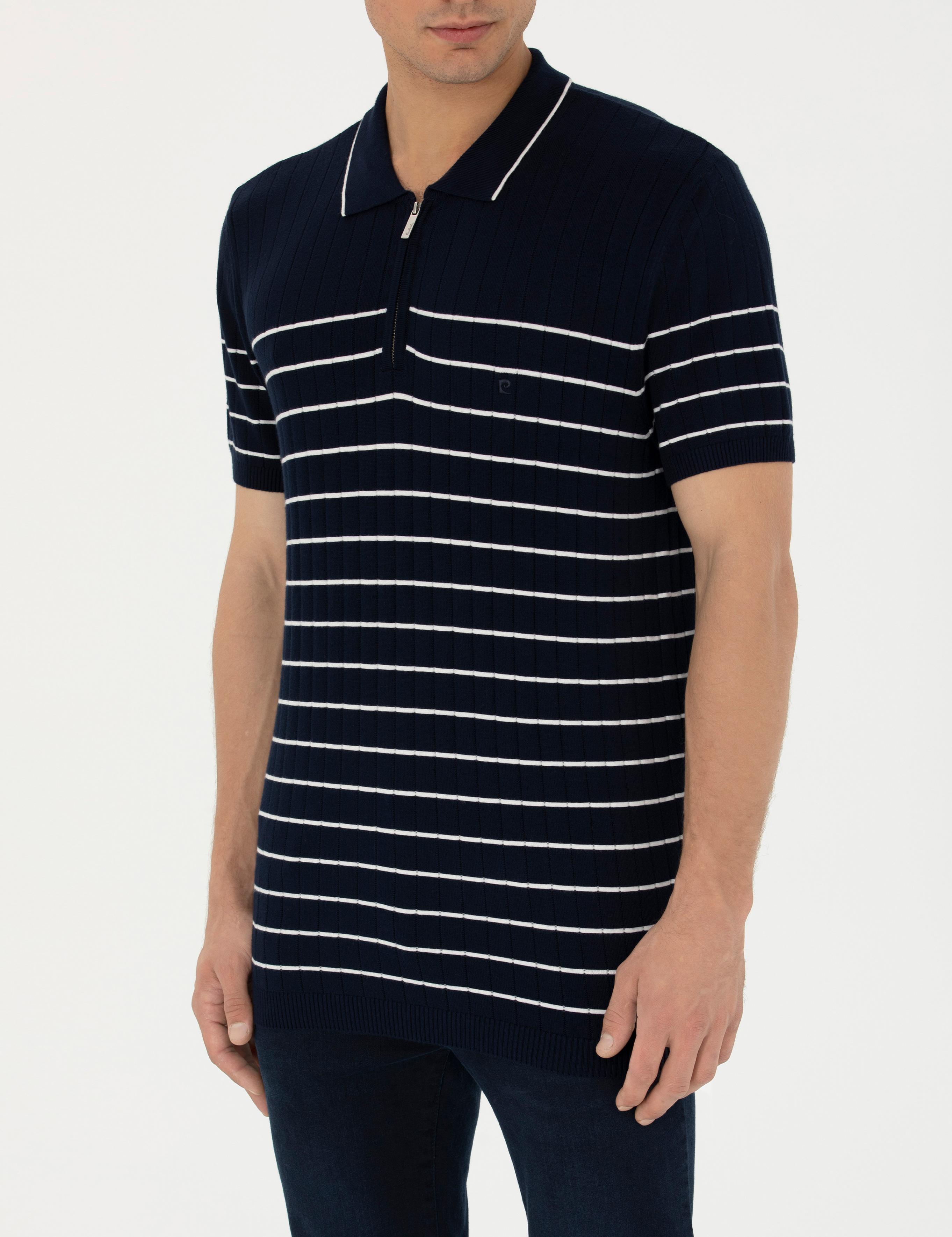 Lacivert Slim Fit Polo Yaka Triko Tişört