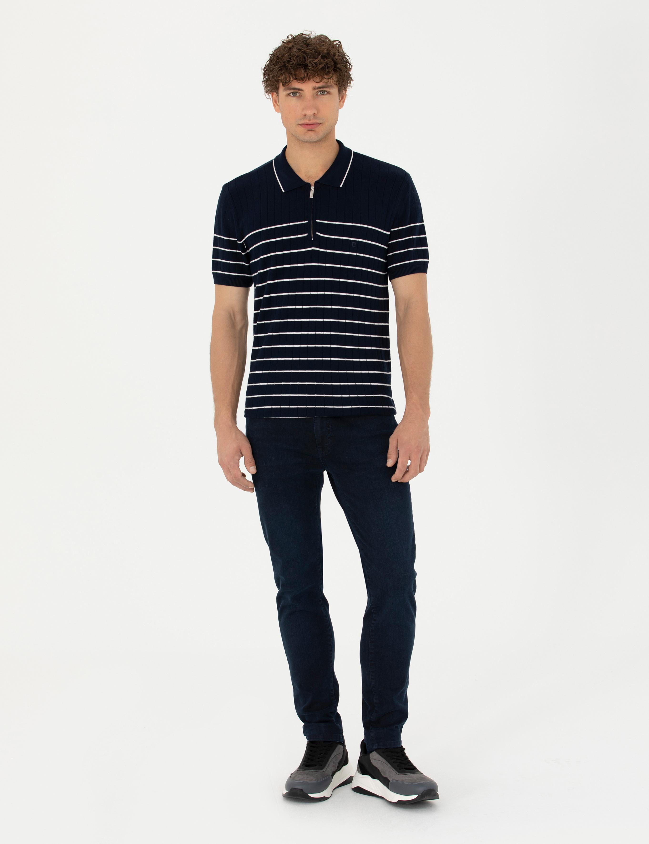 Lacivert Slim Fit Polo Yaka Triko Tişört