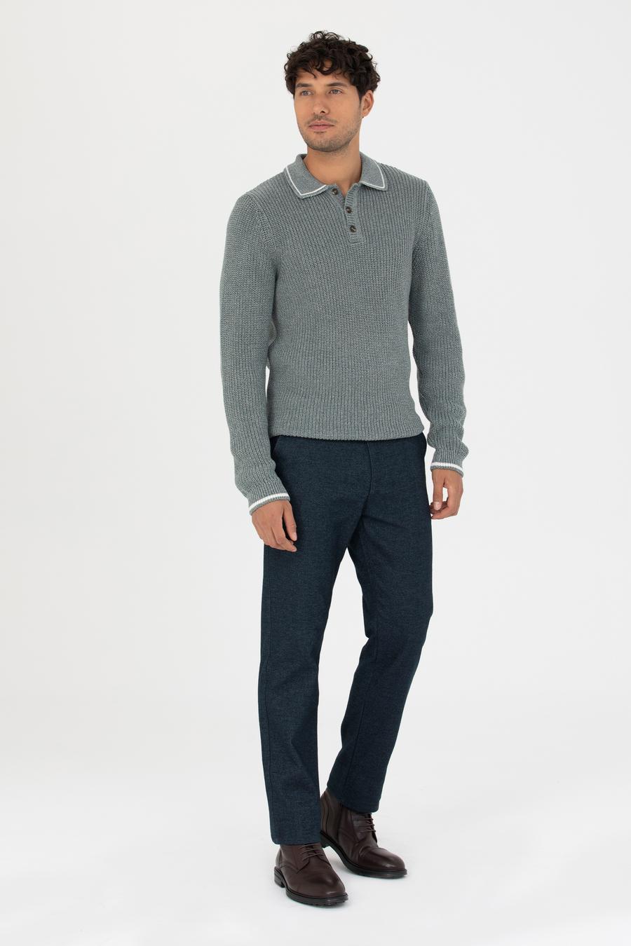 Lacivert Regular Fit Kanvas Pantolon_2