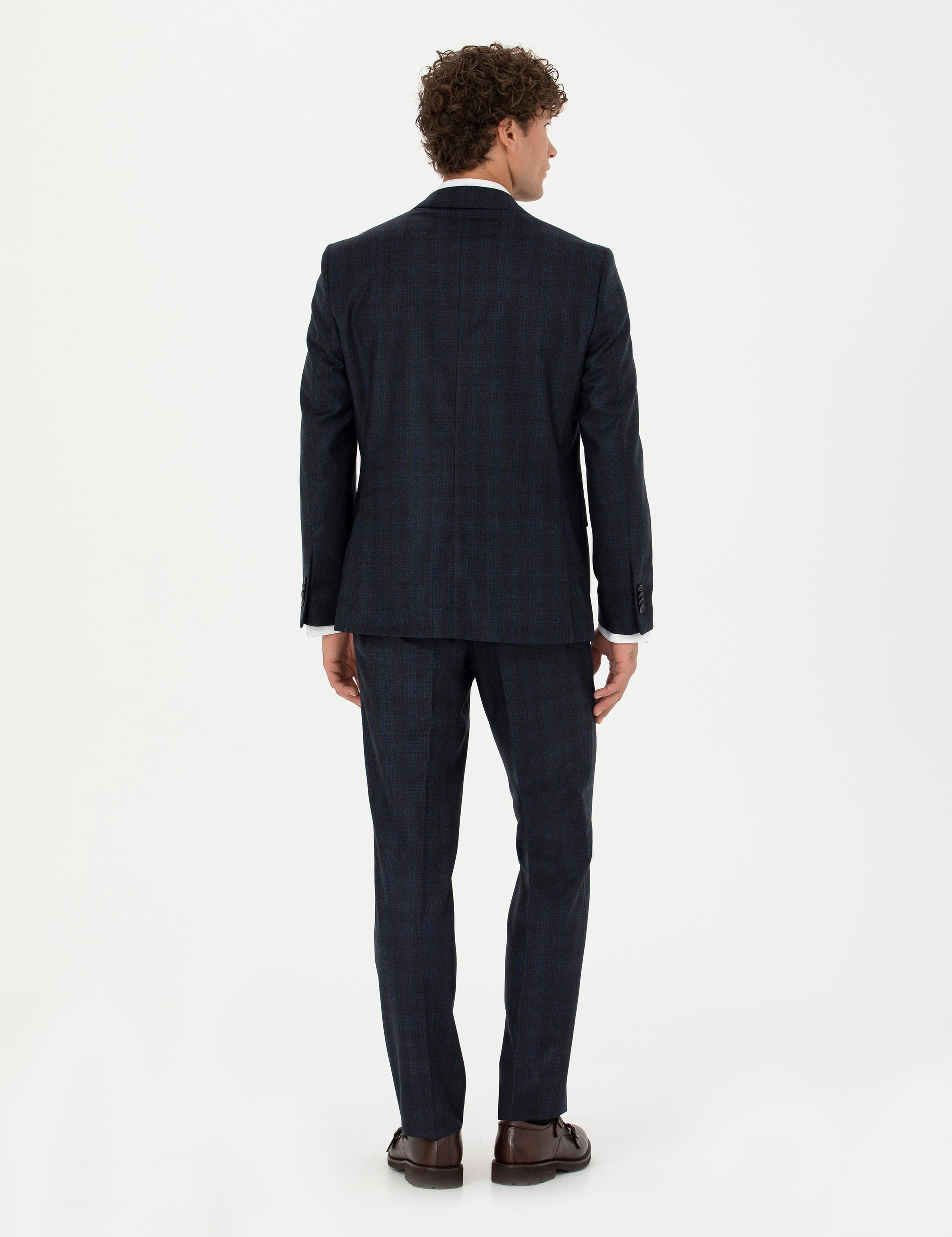 %100 Yün Lacivert Slim Fit Takım Elbise
