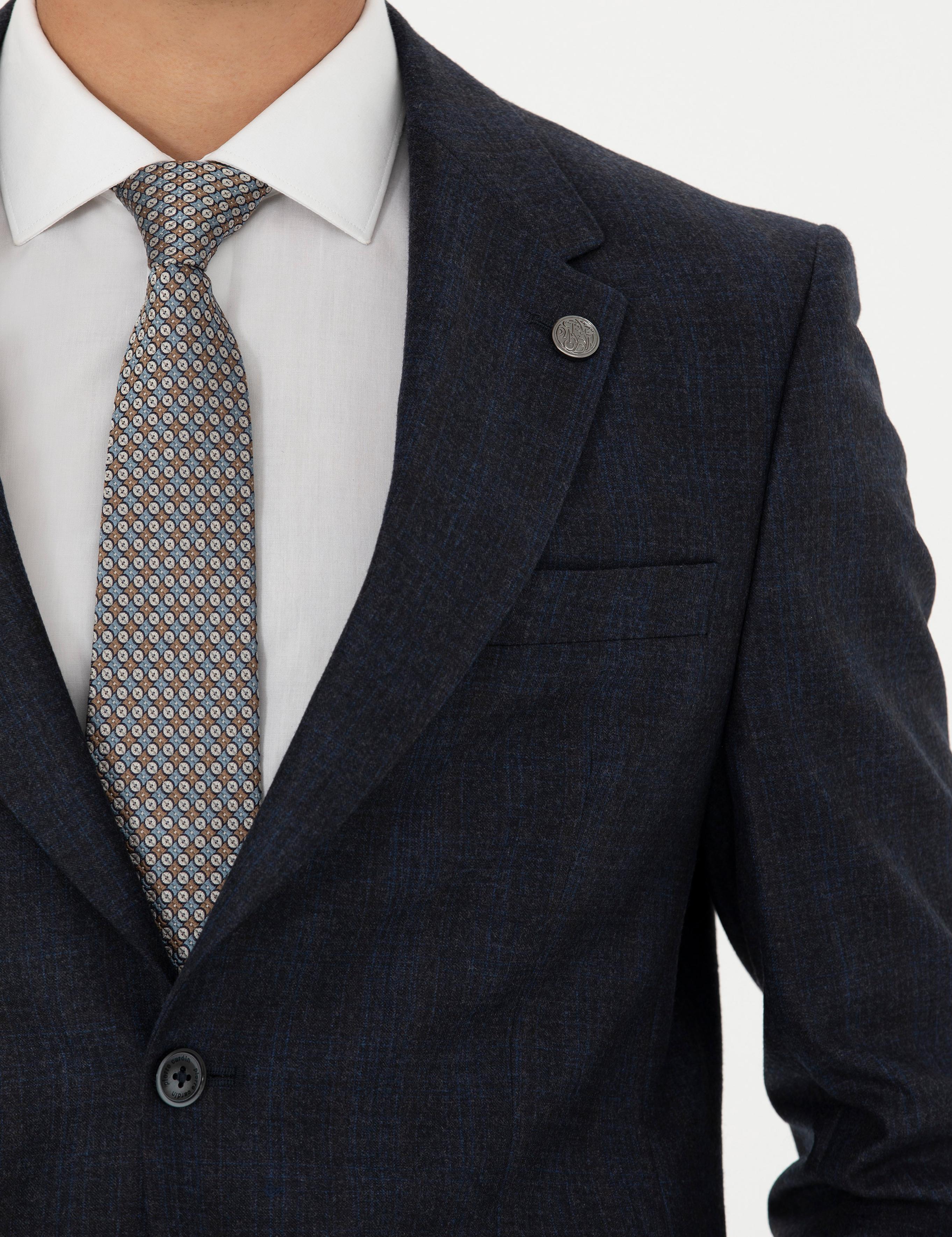%100 Yün Lacivert Slim Fit Takım Elbise