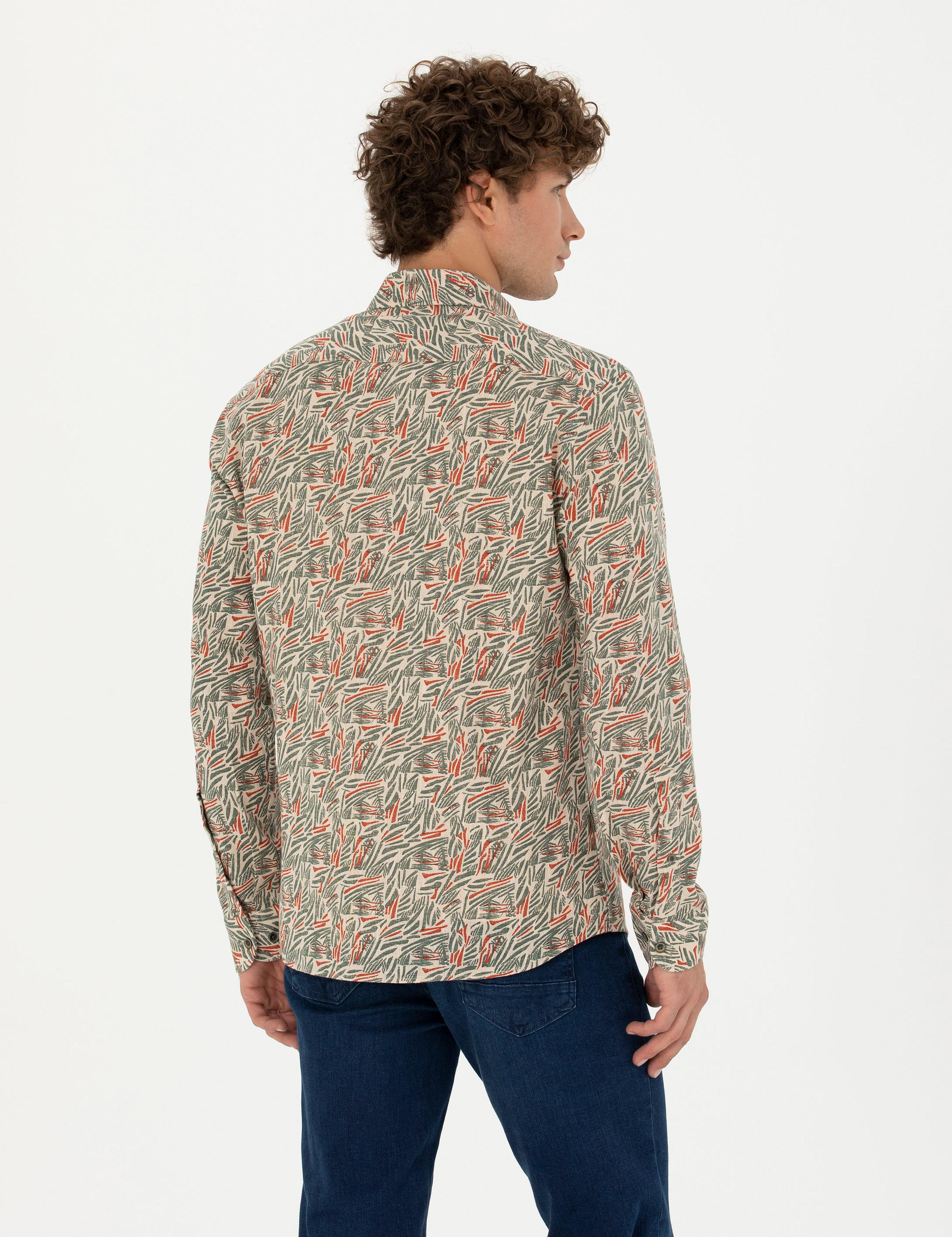 Haki Slim Fit Uzun Kollu Gömlek