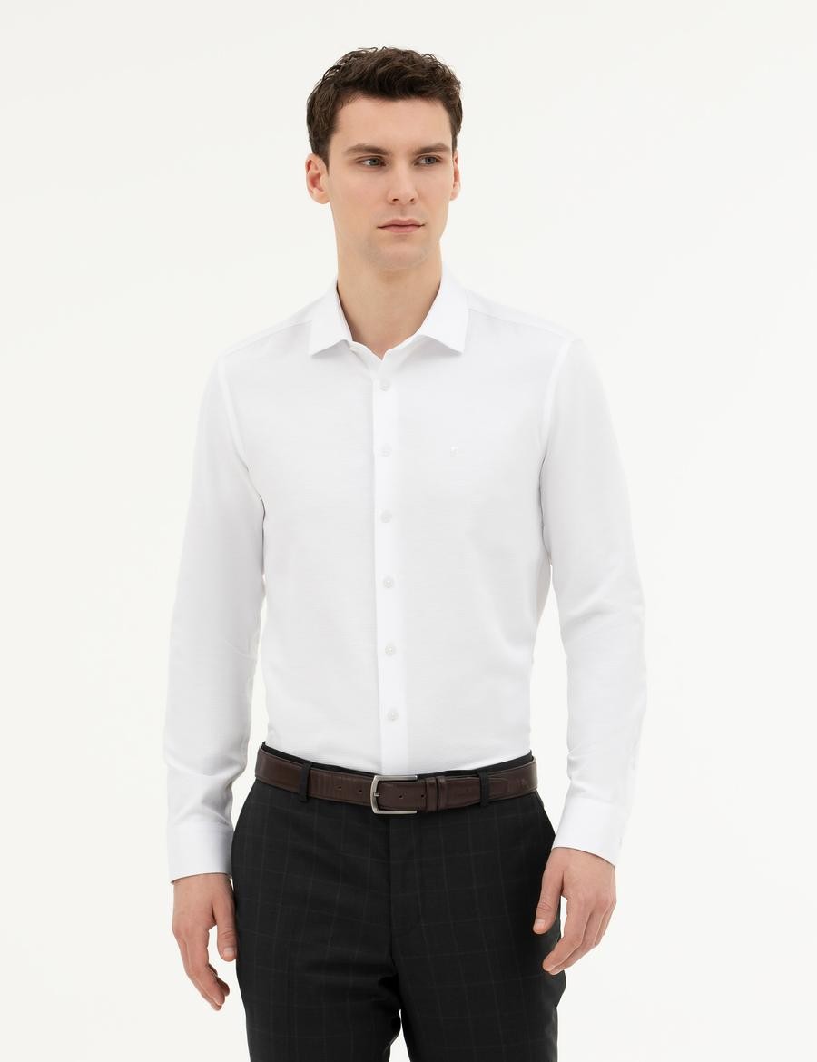 Beyaz Slim Fit Uzun Kollu Gömlek_0