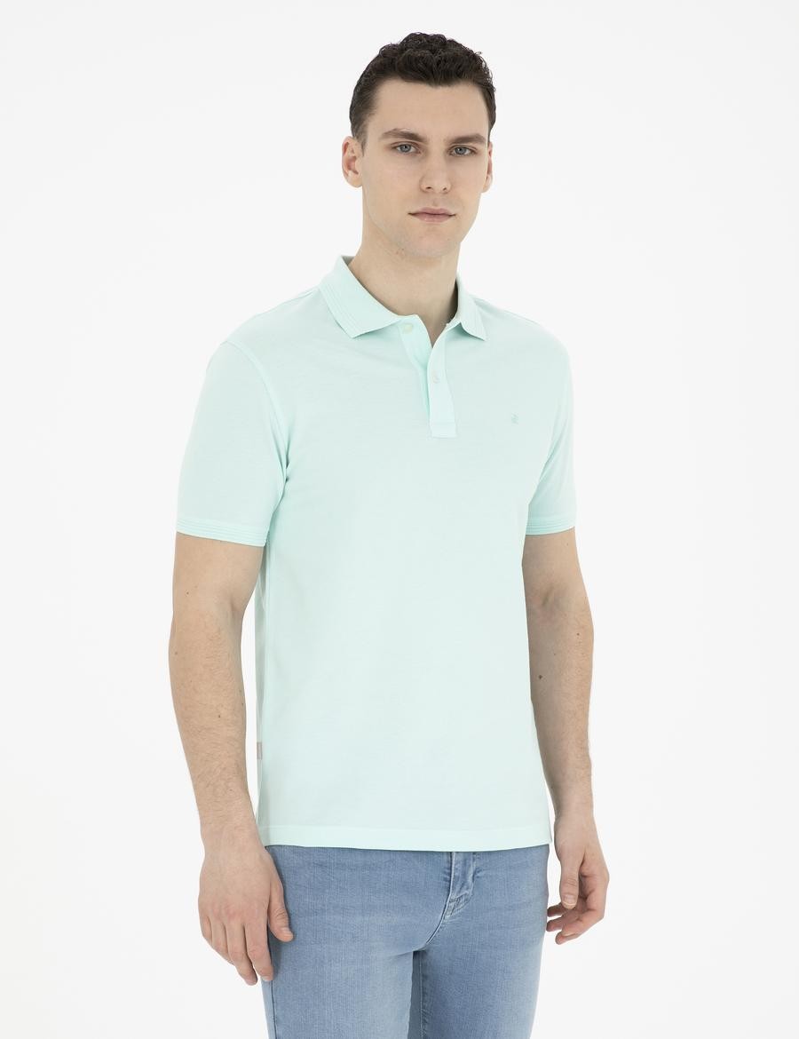 Su Yeşili Slim Fit Basic Tişört